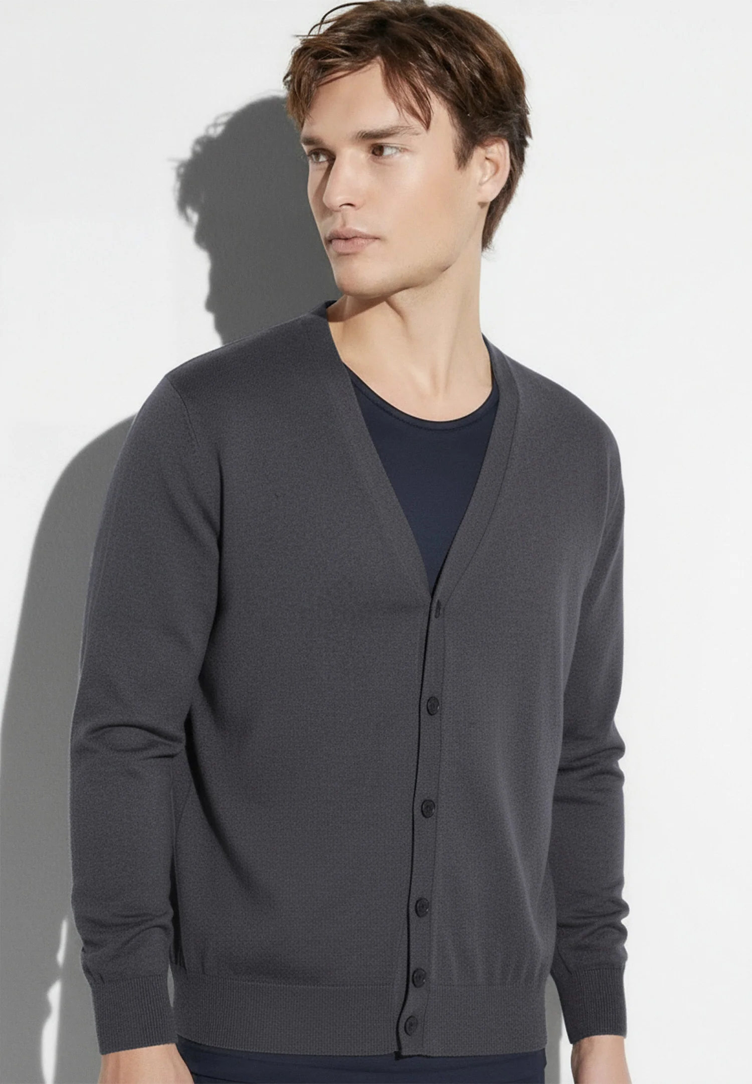 Cardigan aus Merinowolle - phantom blau