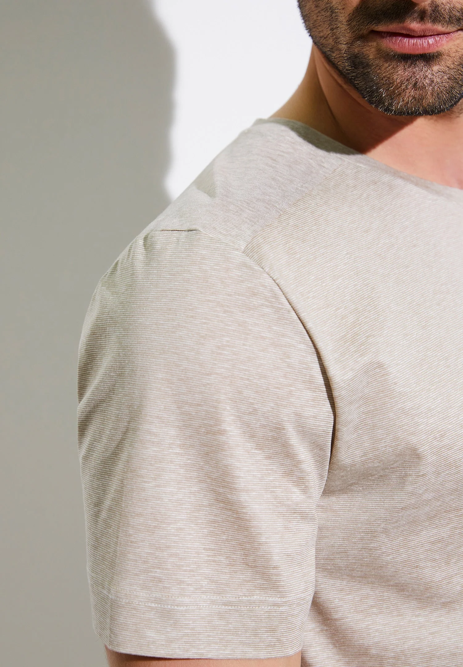 Cotton/Linen Stripes | T-Shirt kurzarm - sand - Image 2
