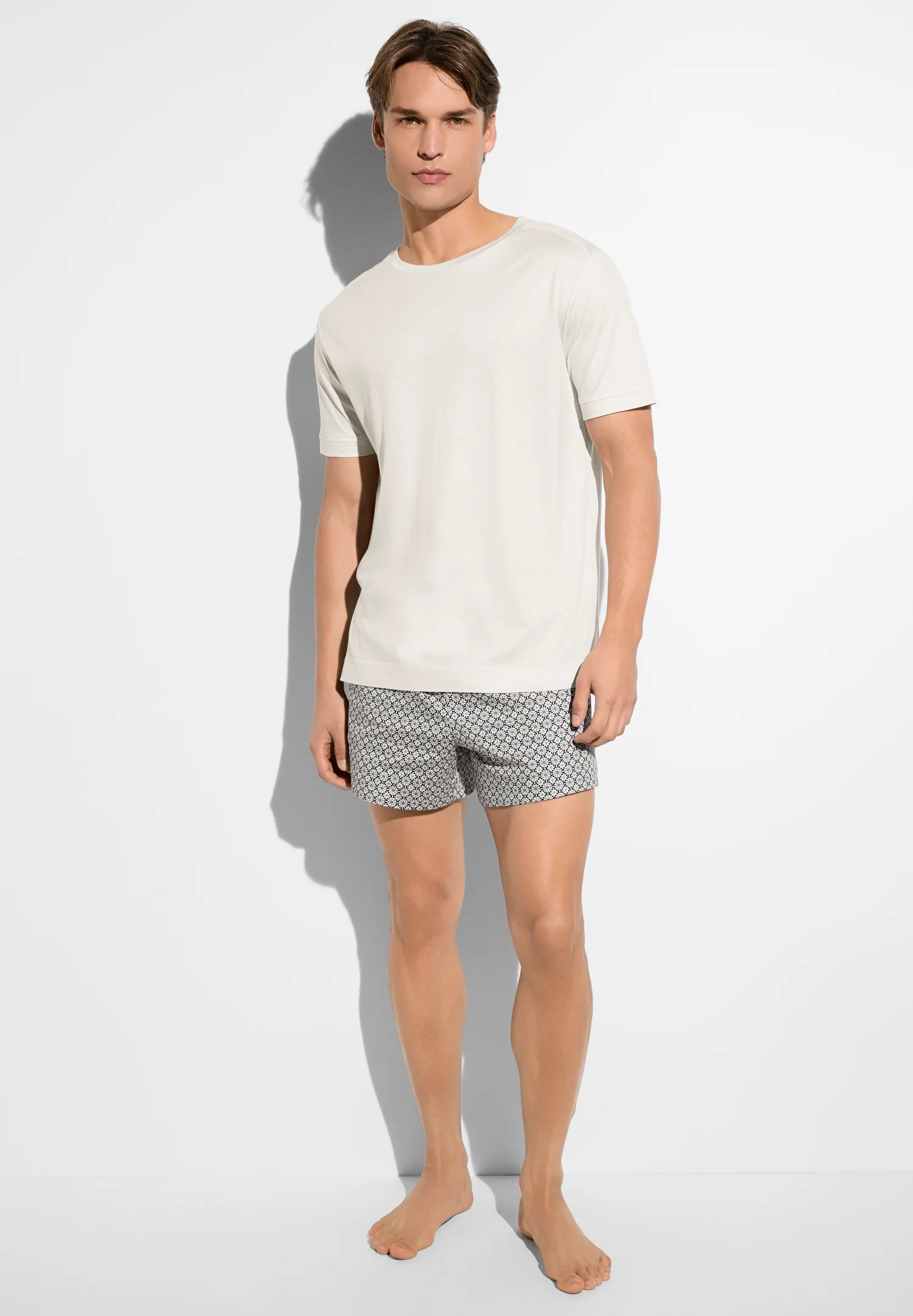 Cotton Sateen Print | Boxer Shorts - beige mosaik - Image 4