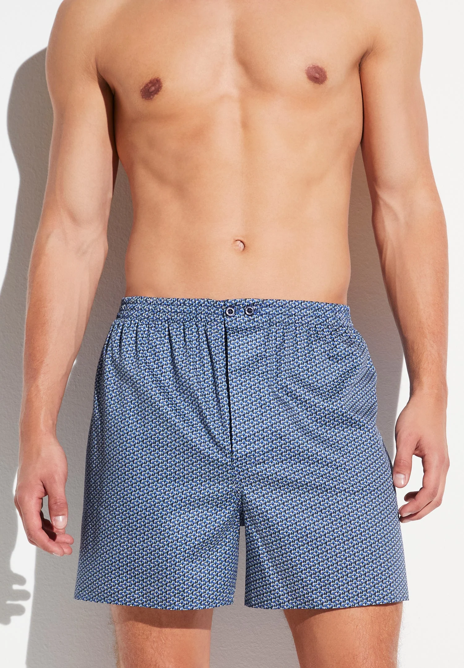 Cotton Sateen Print | Boxer Shorts - fantasy blue