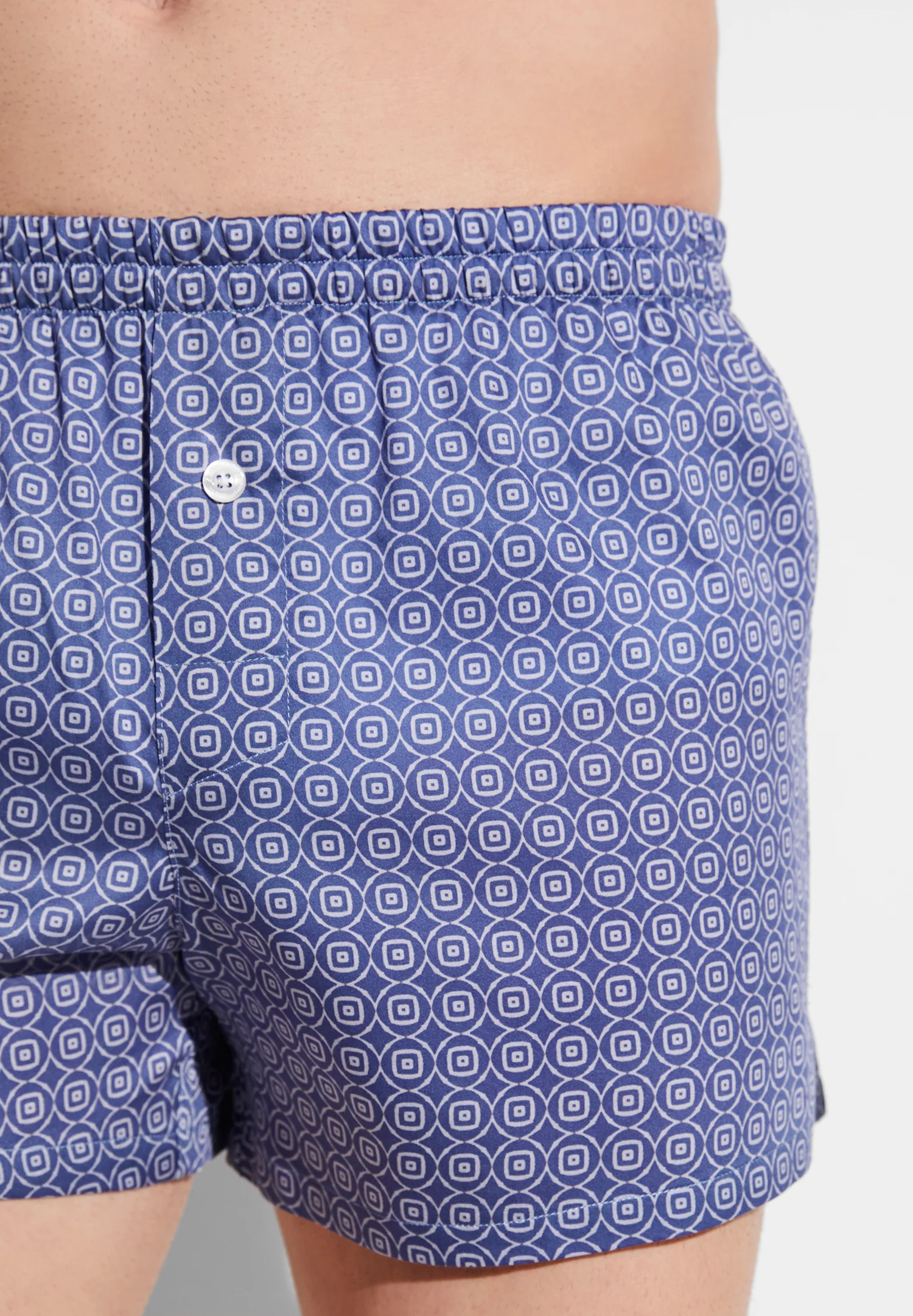 Cotton Sateen Print | Boxer Shorts - geo loops blue - Image 4