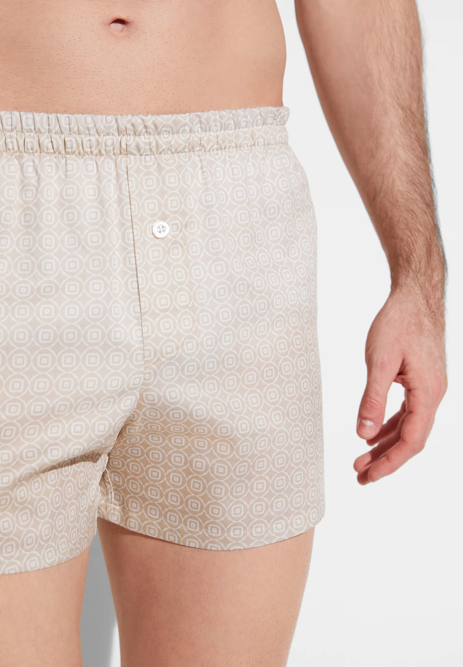 Cotton Sateen Print | Boxer Shorts - geo loops sand - Image 4