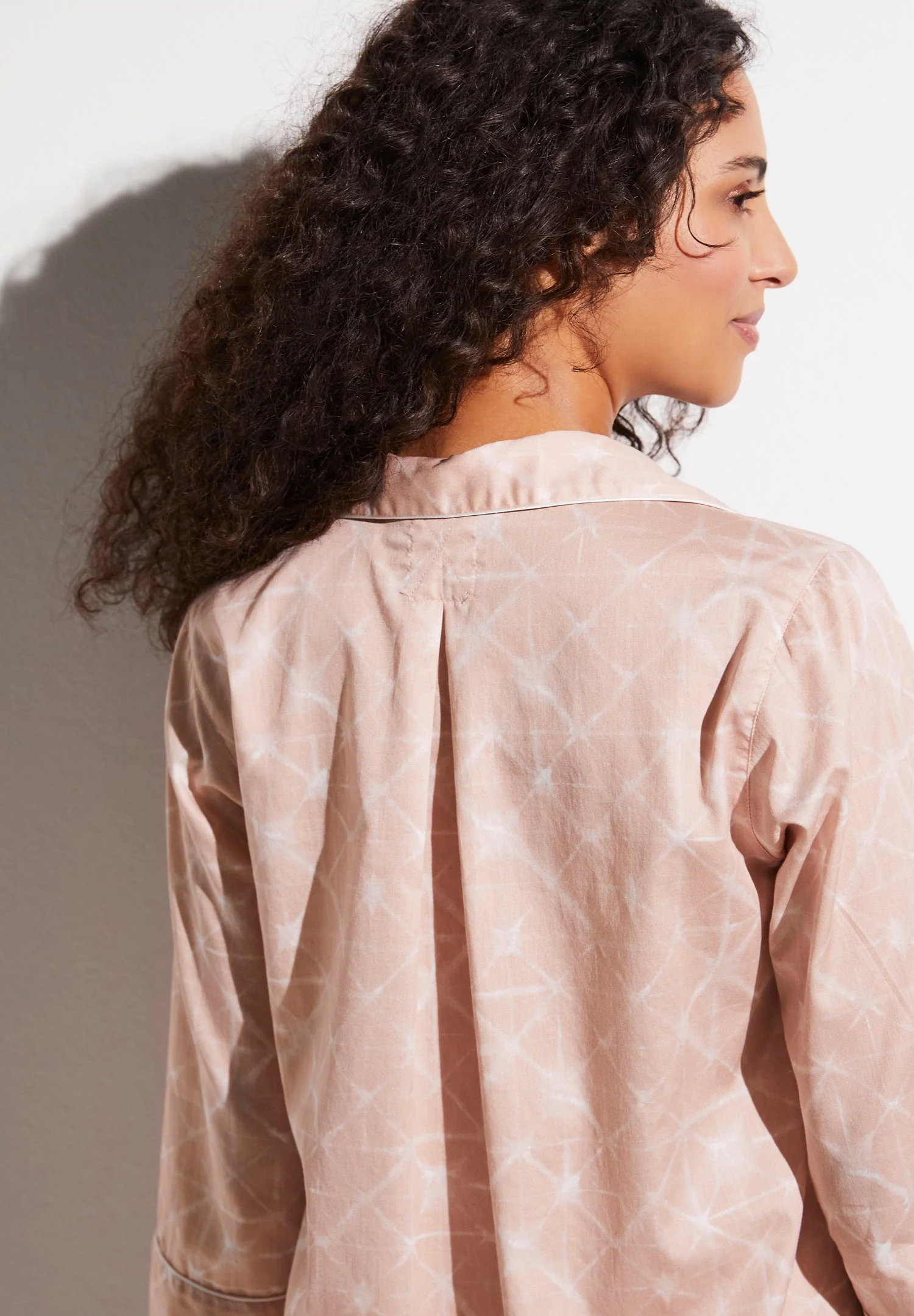 Cotton Sateen Print | Cropped Pyjama 3/4-Ärmel - geo-batic rose - Image 5
