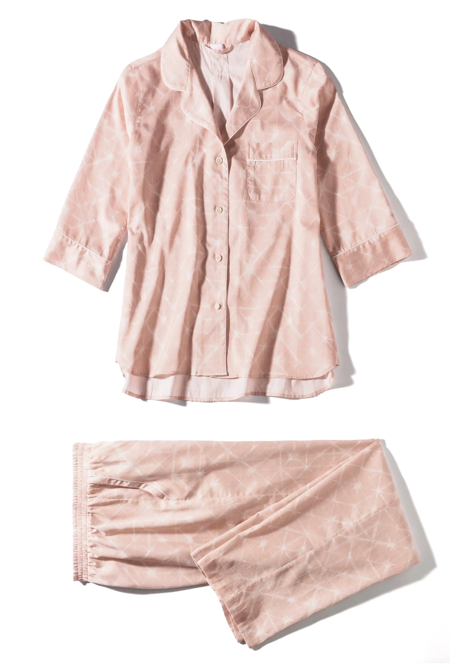 Cotton Sateen Print | Cropped Pyjama 3/4-Ärmel - geo-batic rose - Image 6