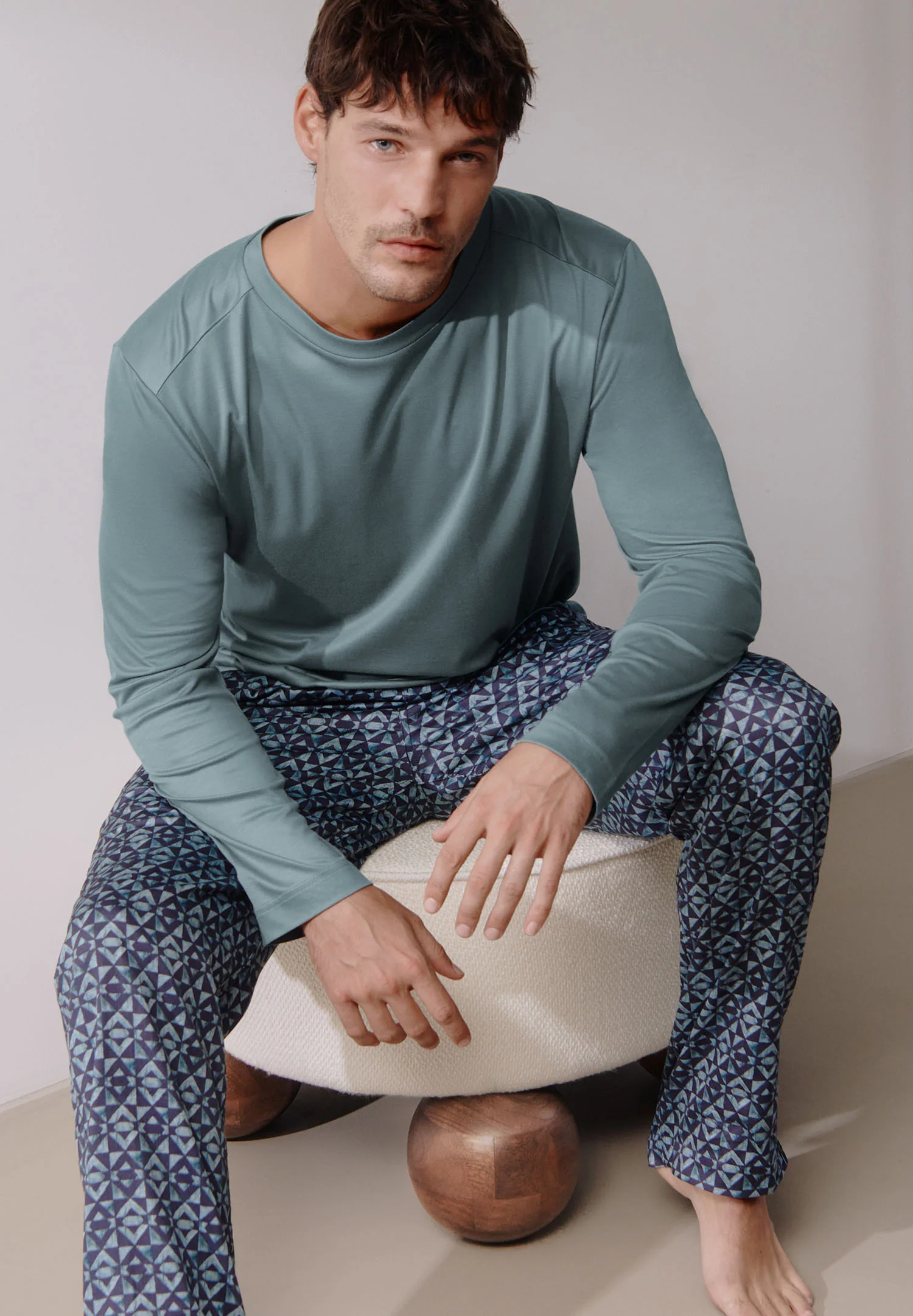 Cotton Sateen Print | Hose lang - geo blues - Image 3