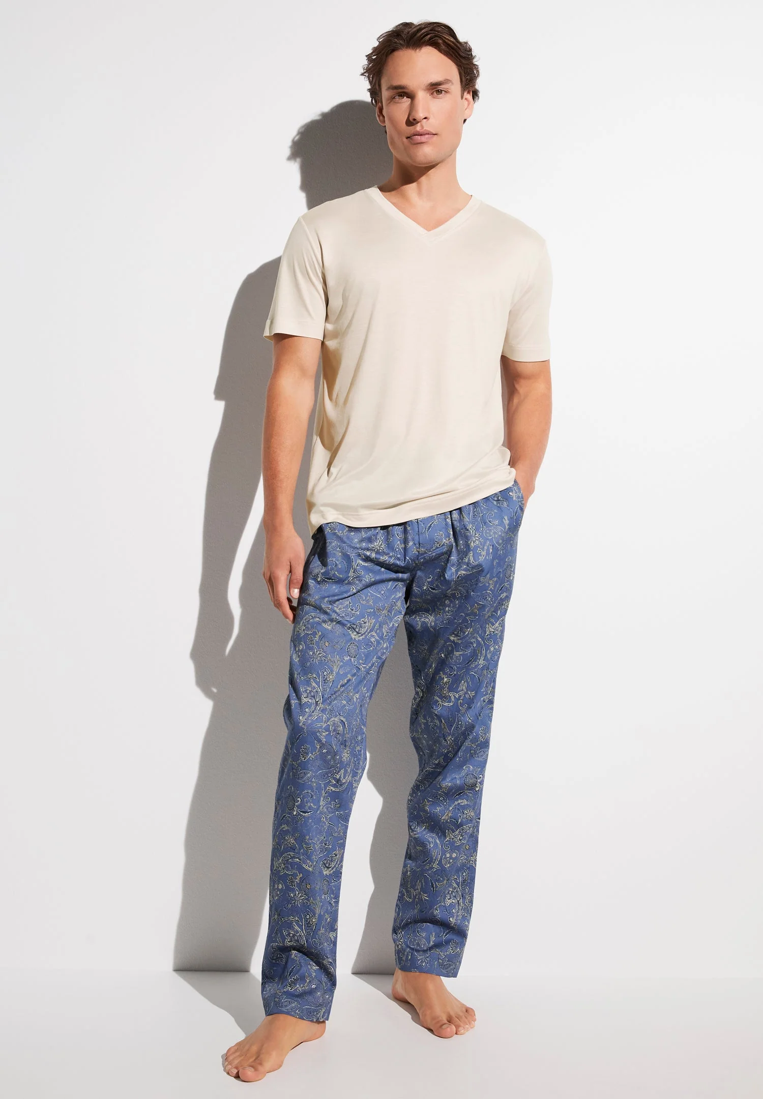Cotton Sateen Print | Pants Long - summer-paisley blue - Image 3