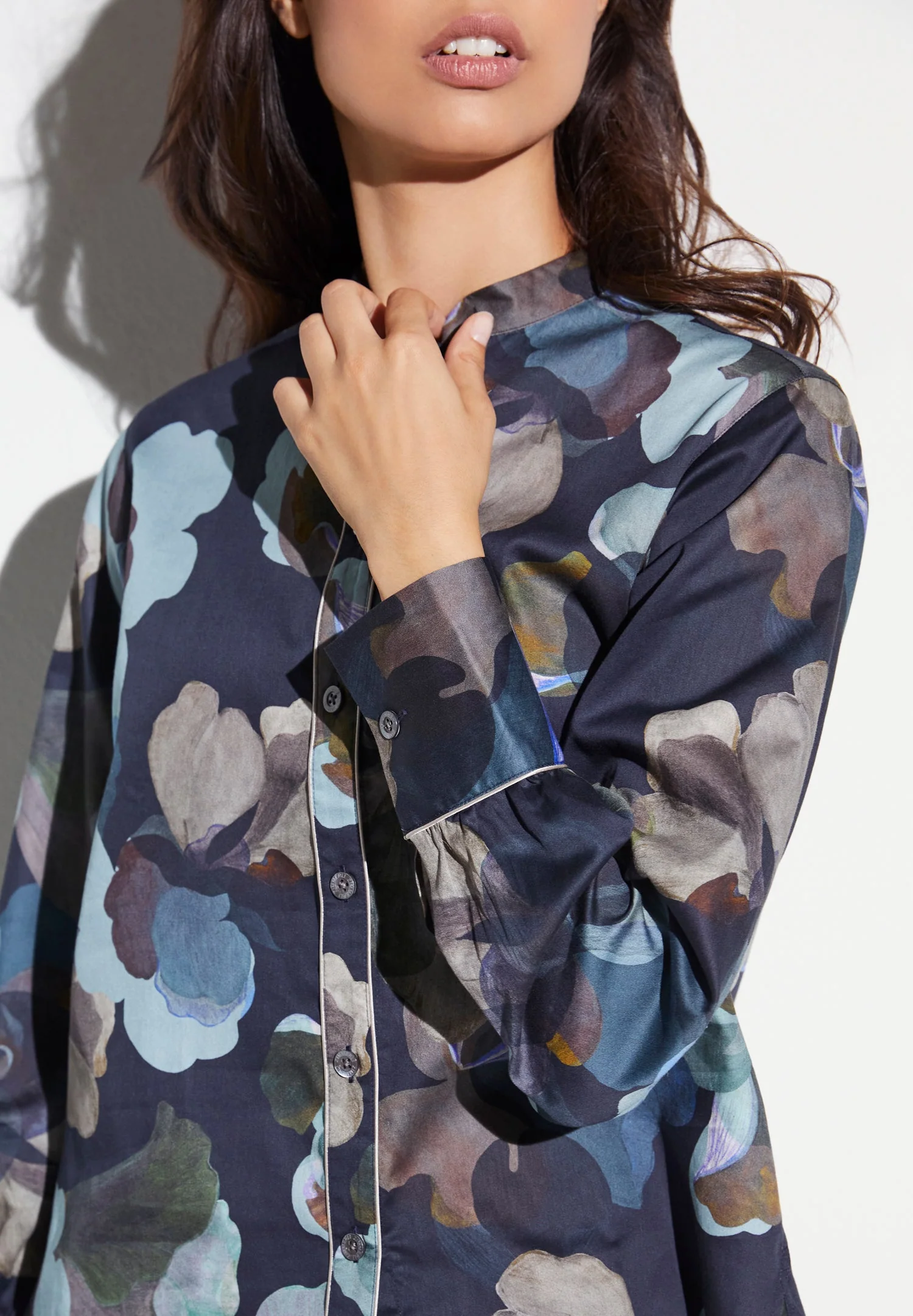 Cotton Sateen Print | Pyjama lang - florals blue - Image 3