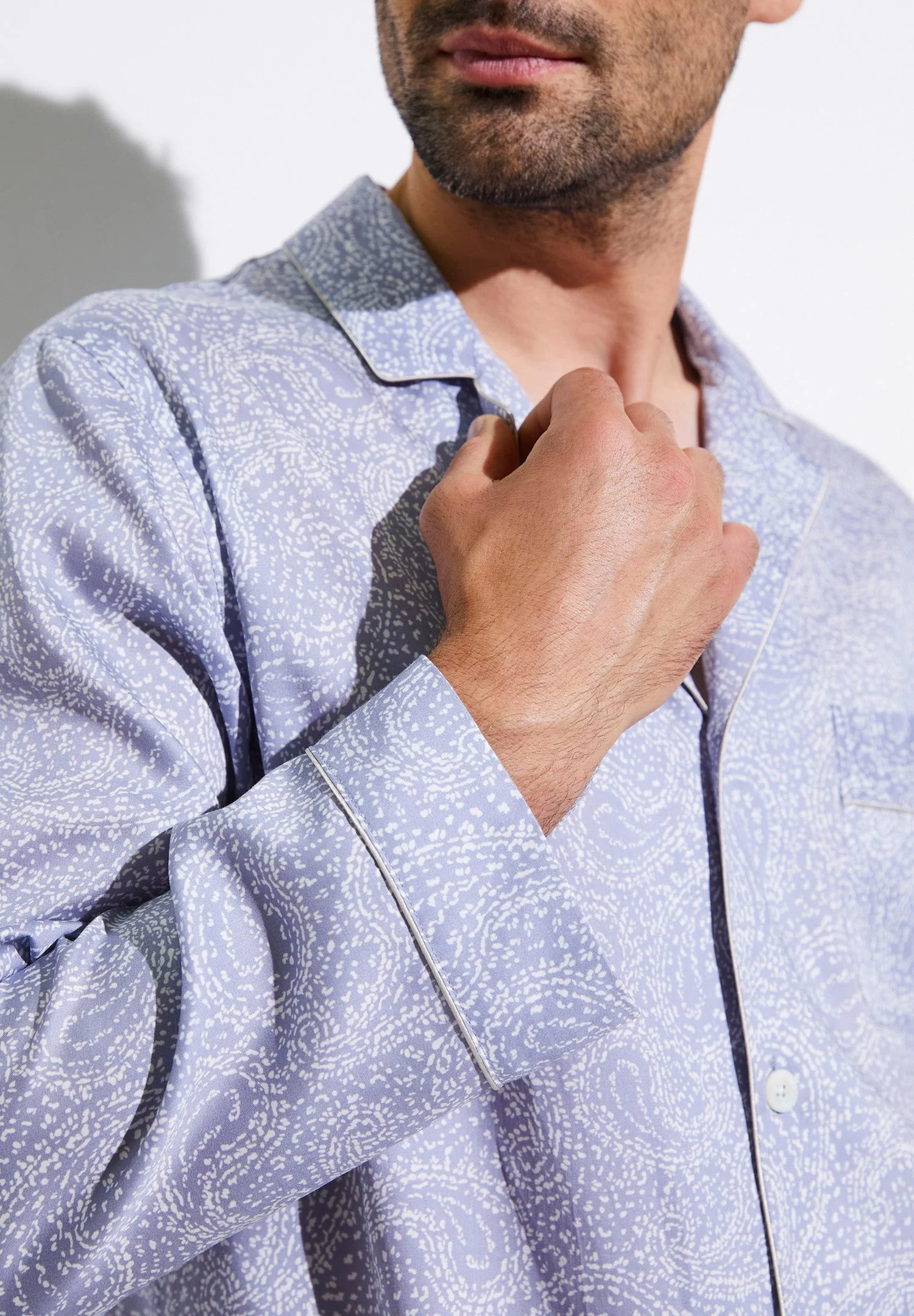 Cotton Sateen Print | Pyjama lang - paisley blue - Image 3