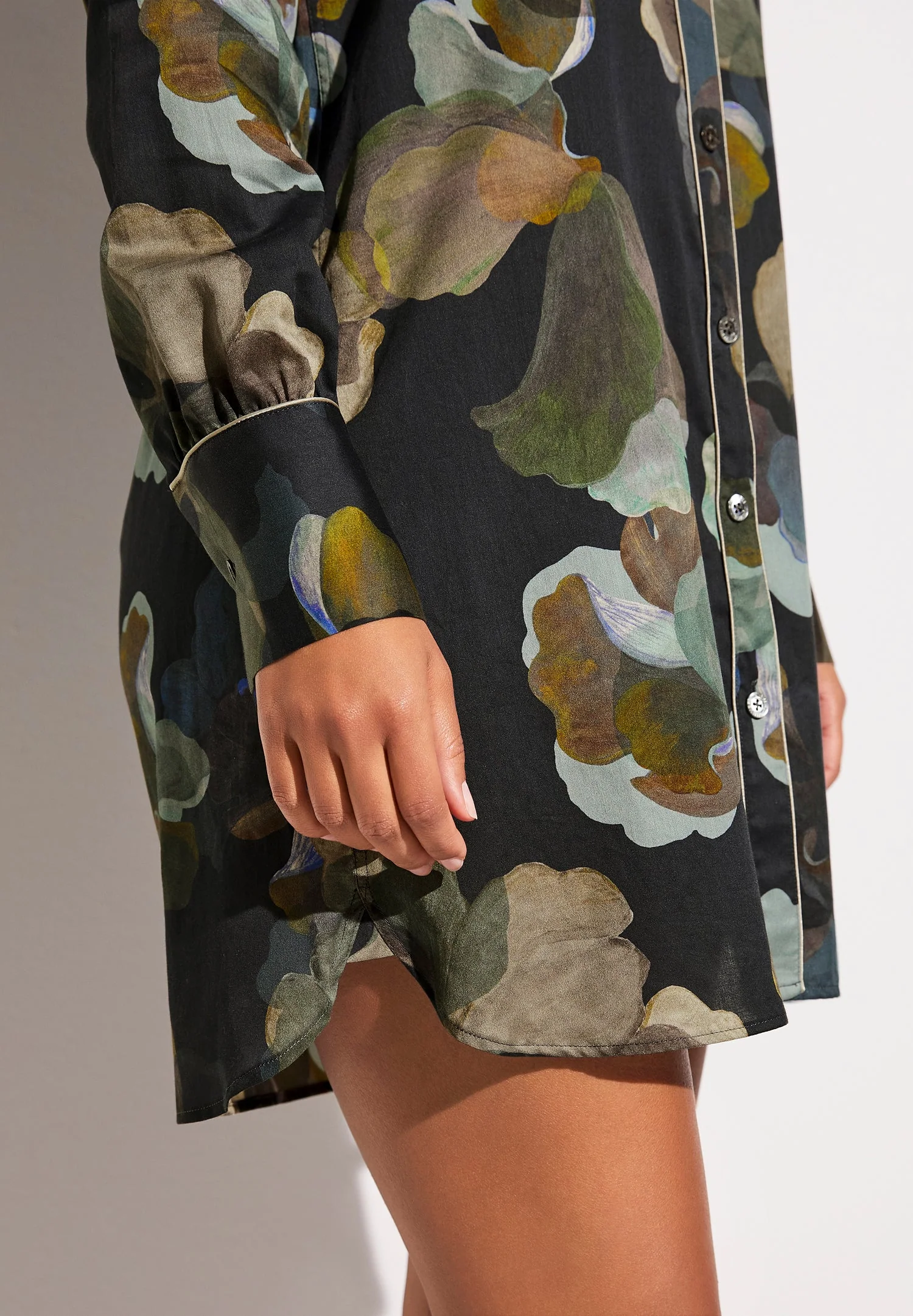 Cotton Sateen Print | Sleepshirt langarm - florals blue - Image 4