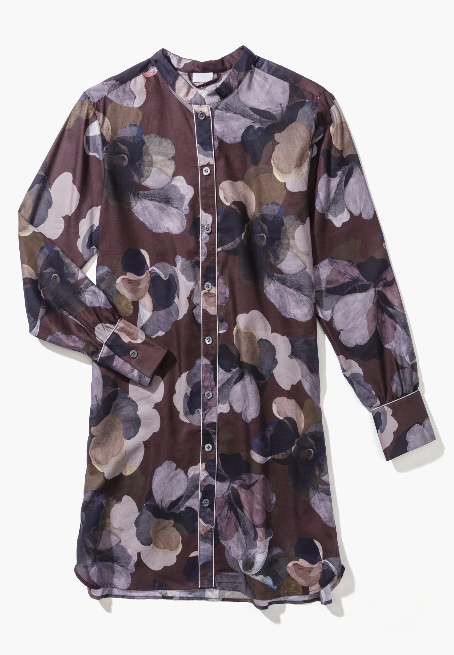 Cotton Sateen Print | Sleepshirt langarm - florals brown - Image 5
