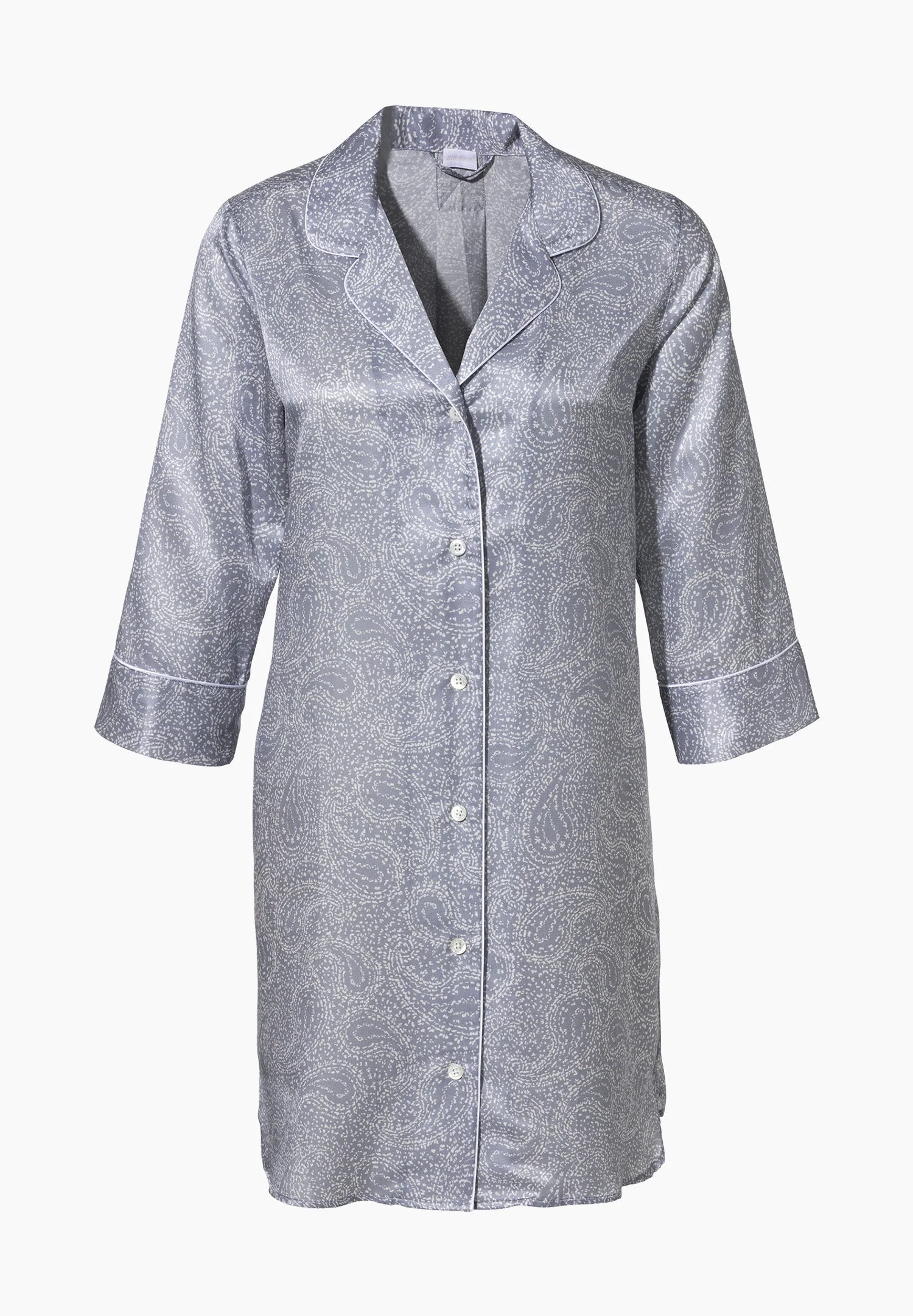 Cotton/Silk Print | Sleepshirt 3/4-Ärmel - paisley blue - Image 2