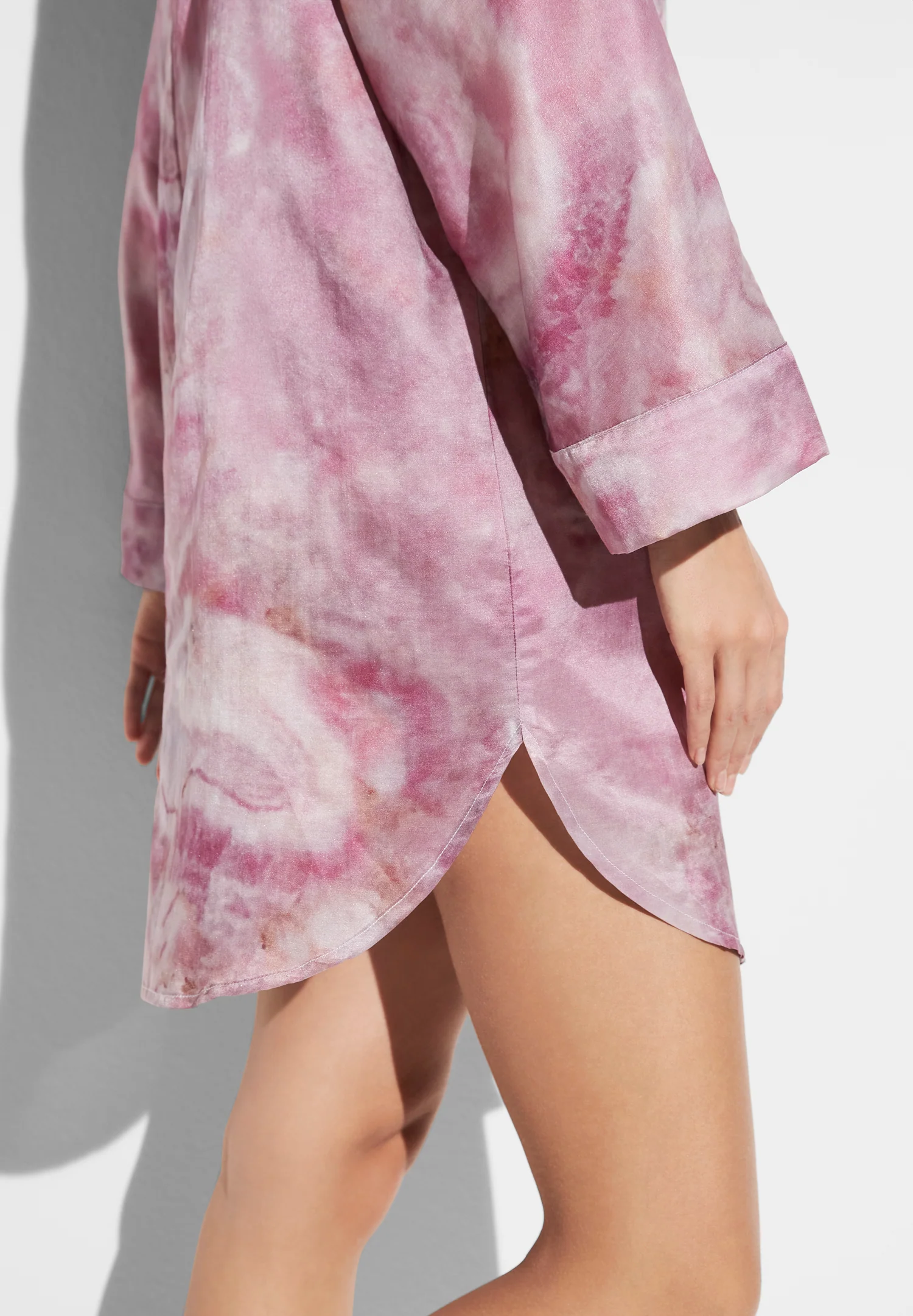 Cotton/Silk Print | Sleepshirt langarm - shades of marble - Image 4