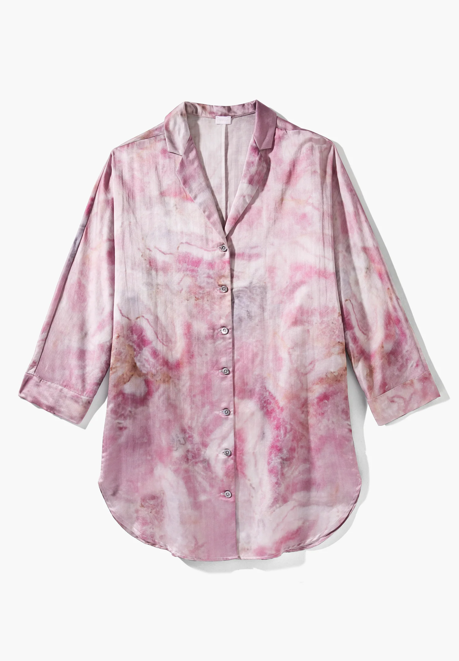 Cotton/Silk Print | Sleepshirt langarm - shades of marble - Image 5