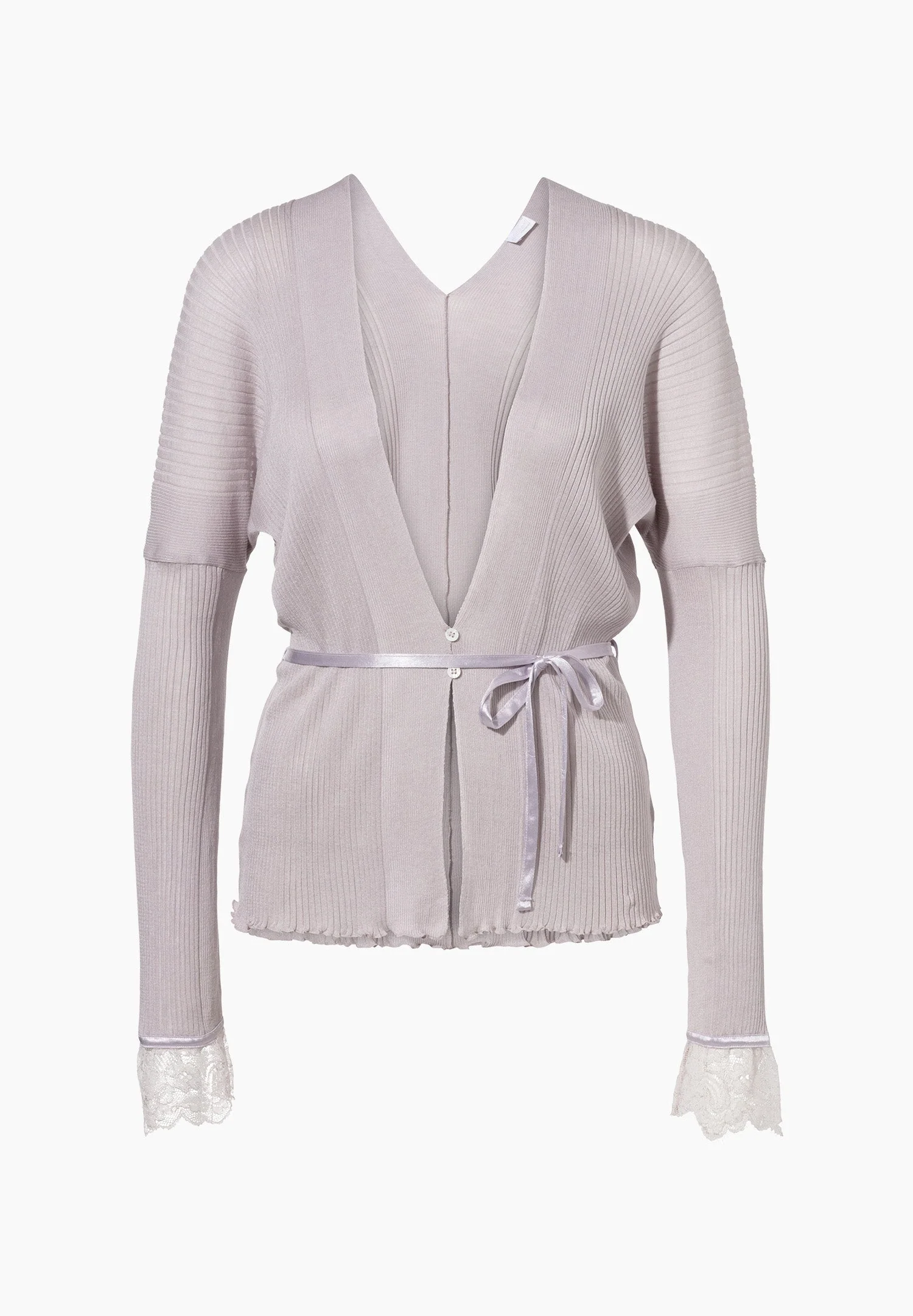 Cotton/Silk Rib | Cardigan langarm - lilac - Image 2