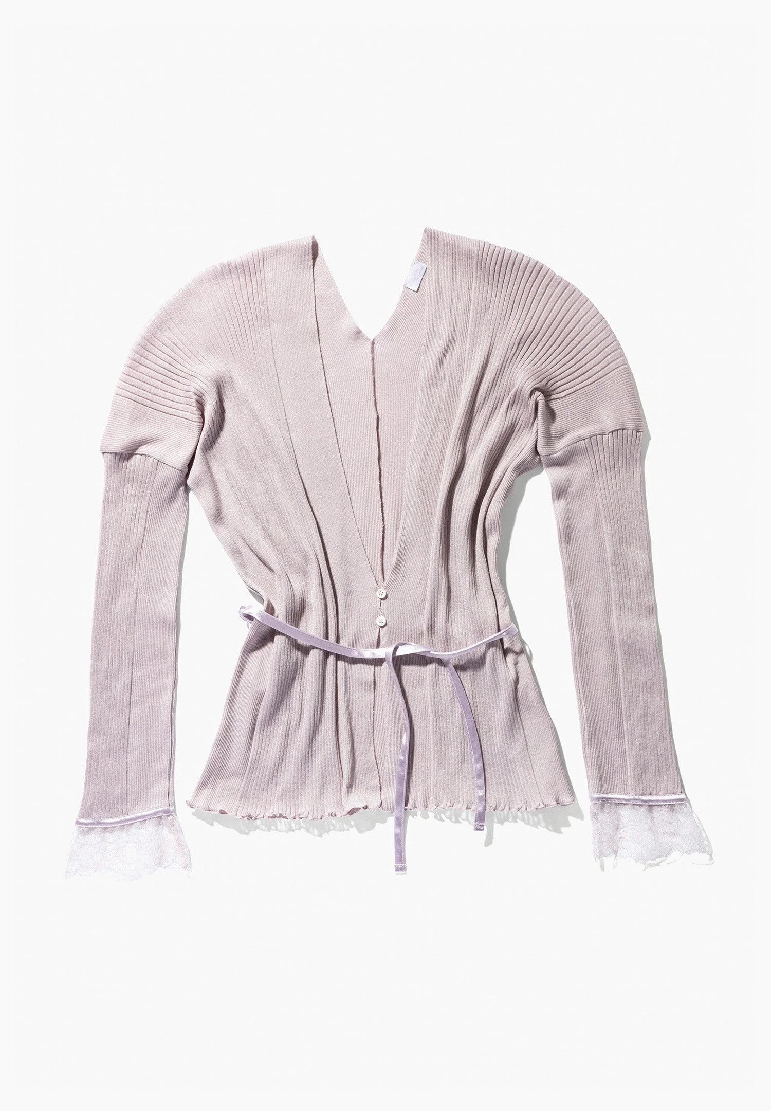 Cotton/Silk Rib | Cardigan langarm - lilac - Image 5