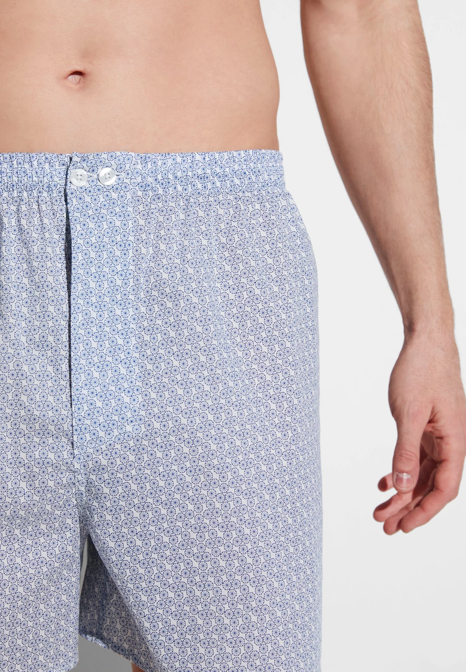 Cotton Voile Print | Boxer Shorts - disty-geo white - Image 2