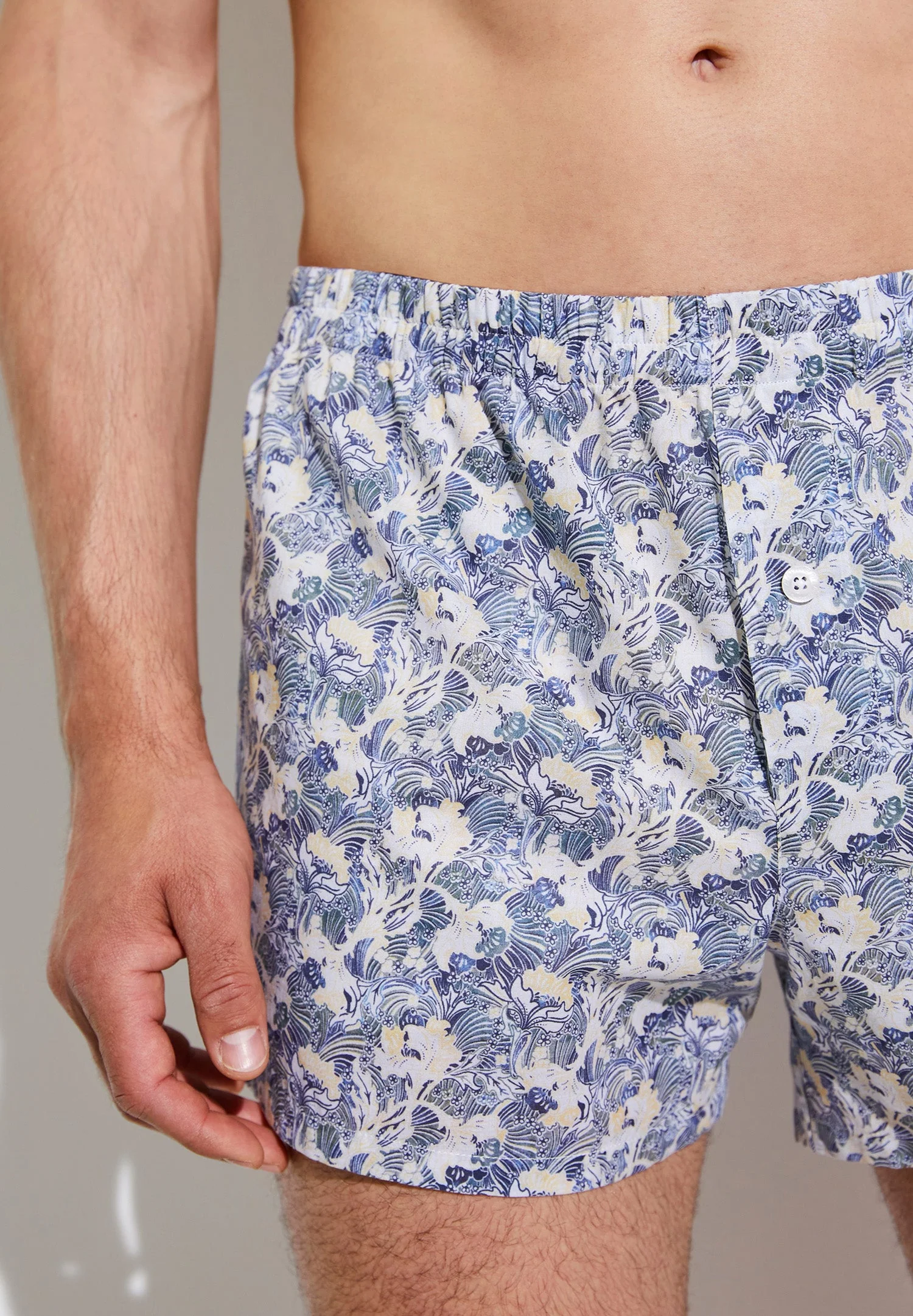 Cotton Voile Print | Boxer Shorts - yellow-blue - Image 4