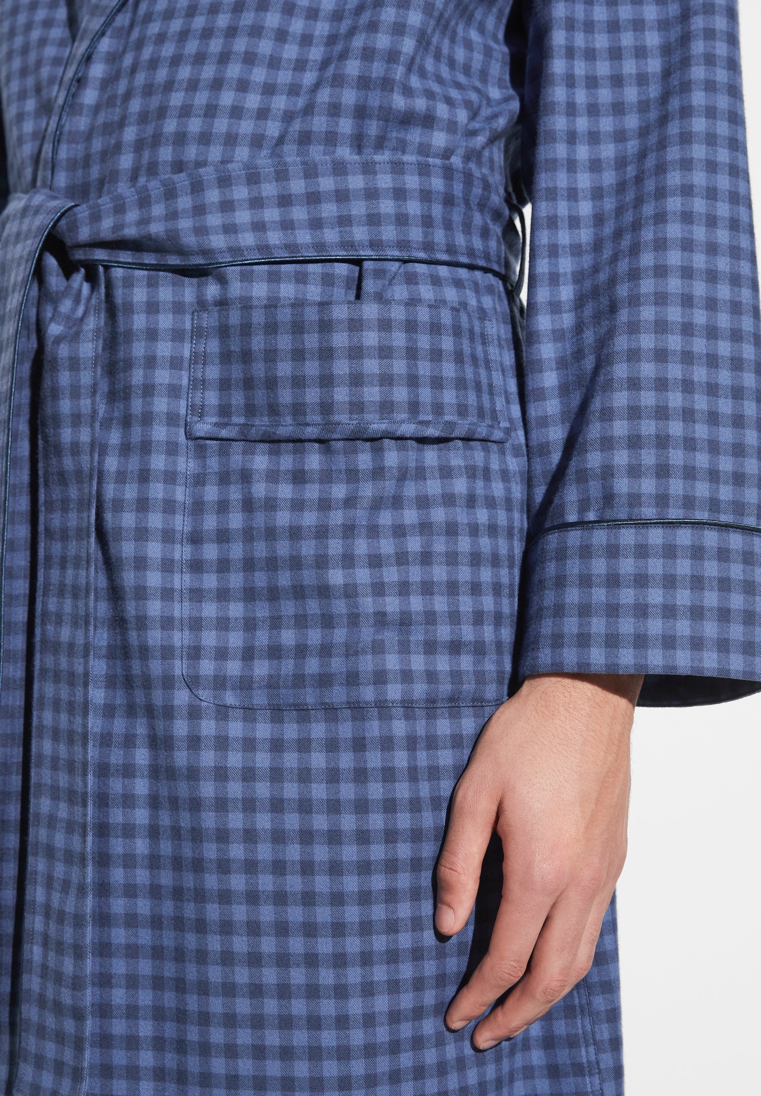 Cozy Flannel | Morgenmantel lang - blue check - Image 4