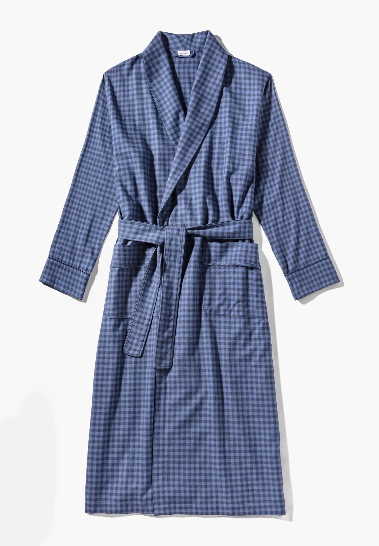 Cozy Flannel | Morgenmantel lang - blue check - Image 5
