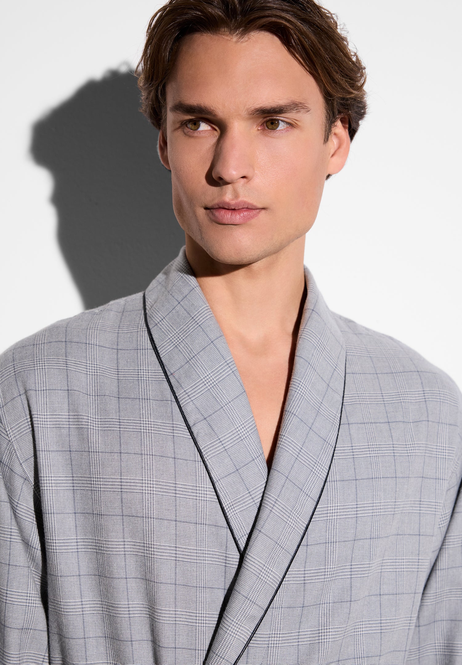 Cozy Flannel | Morgenmantel lang - dark grey check - Image 3