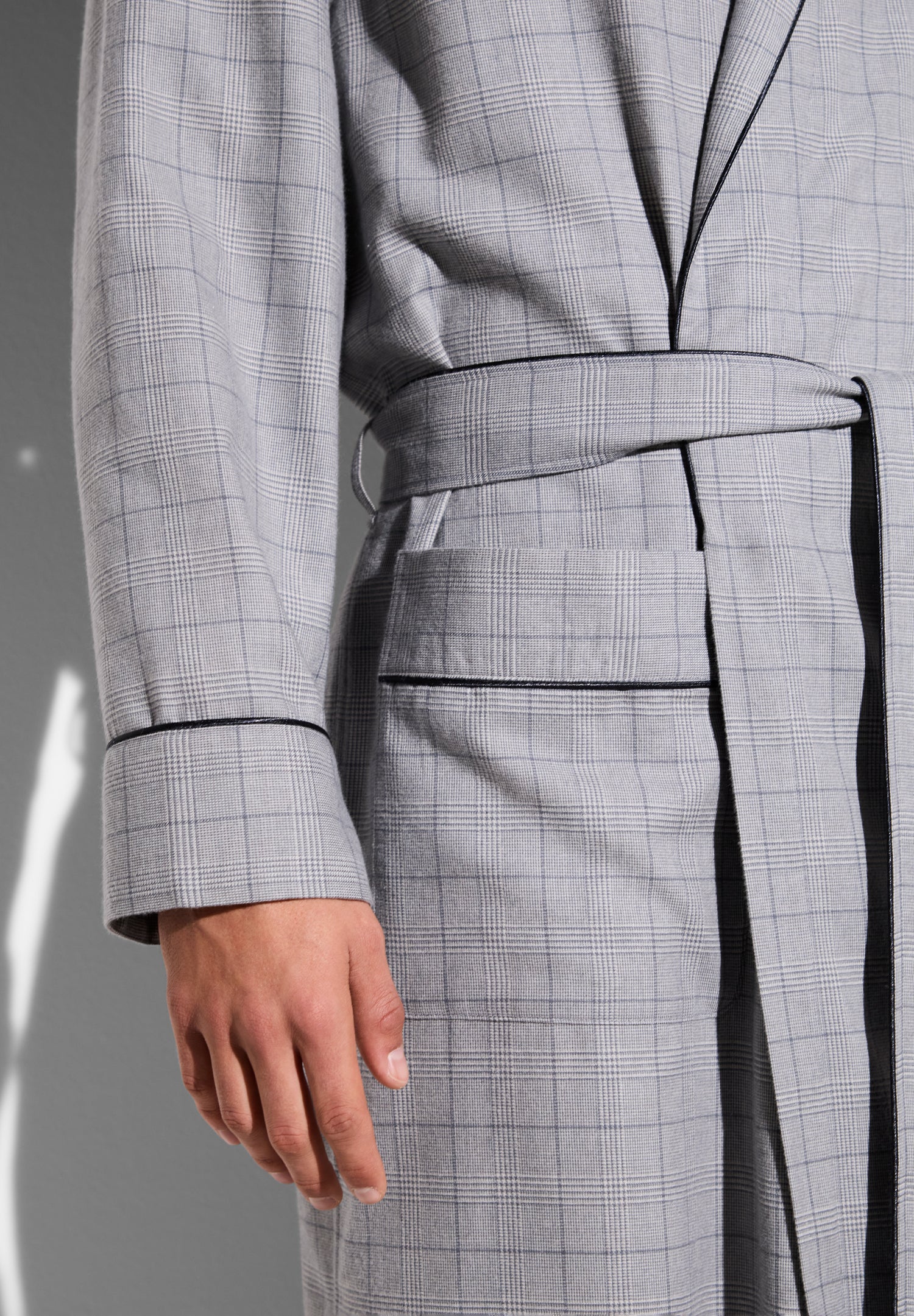 Cozy Flannel | Morgenmantel lang - dark grey check - Image 4