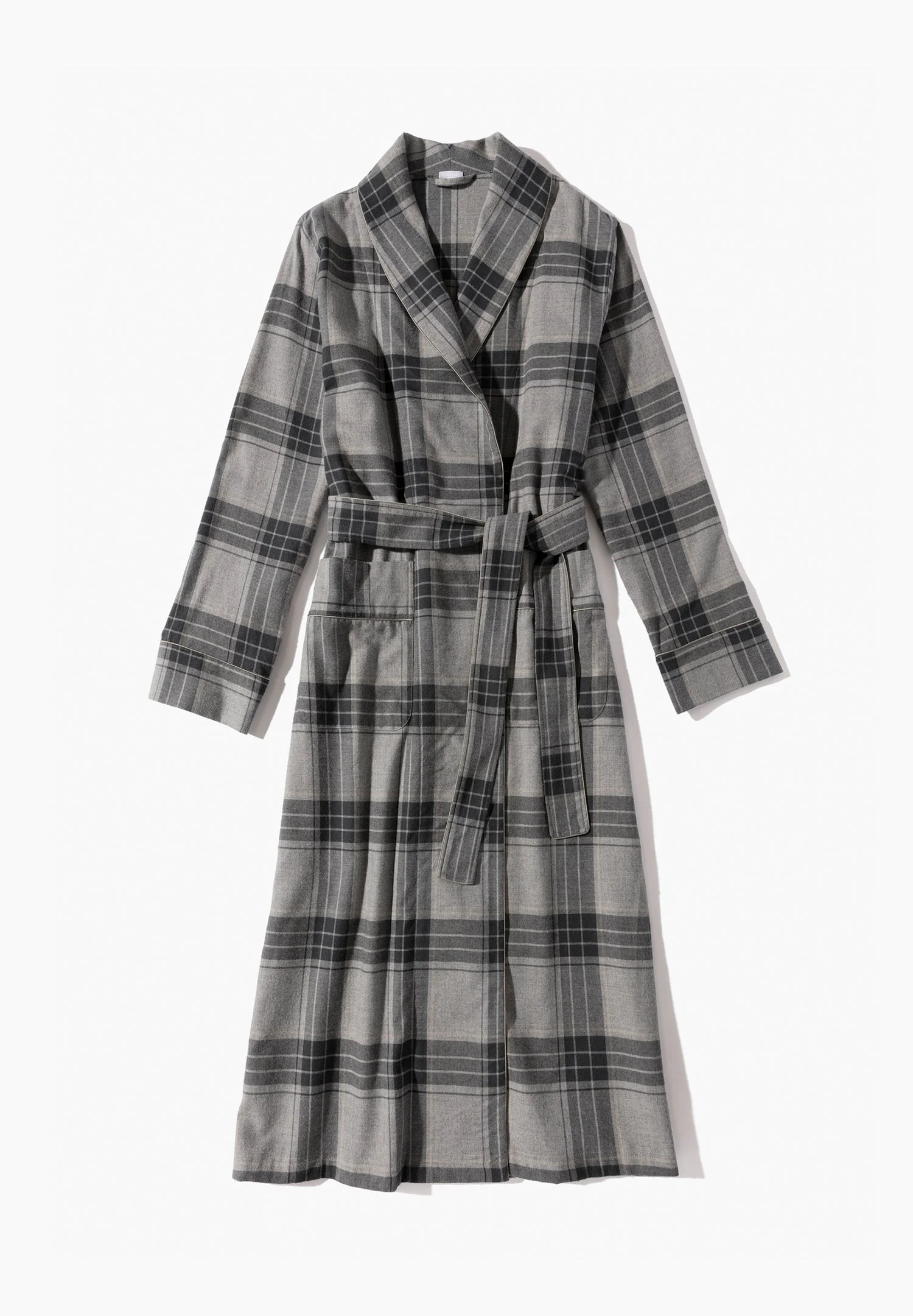 Cozy Flannel | Morgenmantel lang - grey check - Image 4