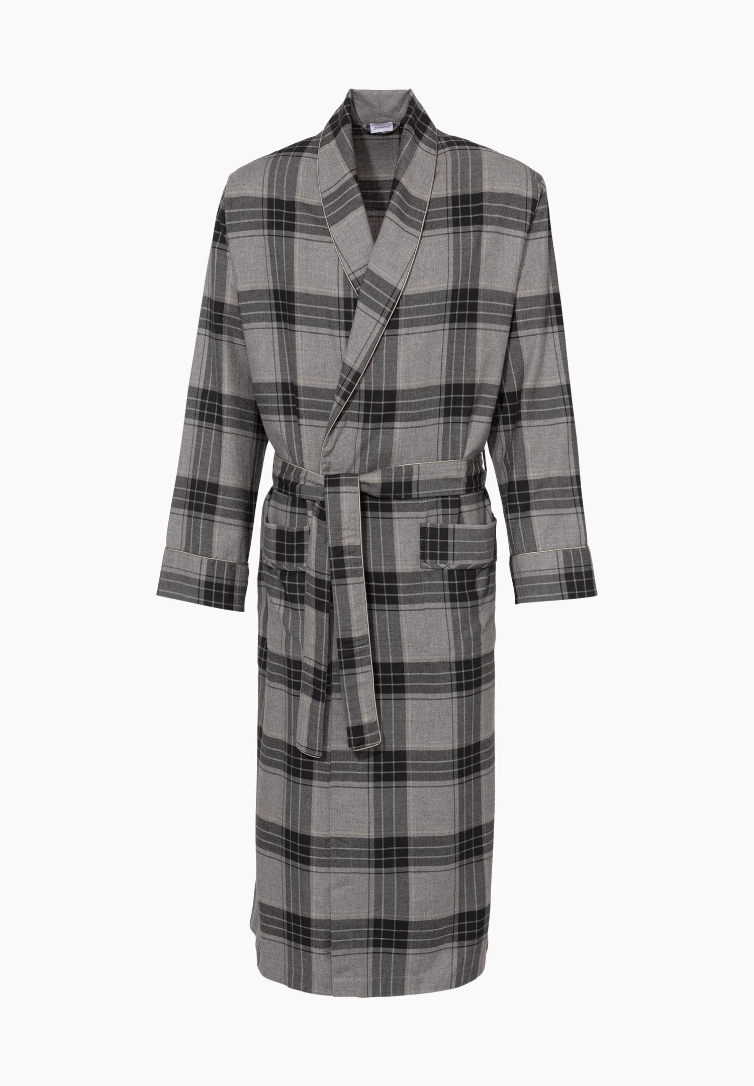 Cozy Flannel | Morgenmantel lang - grey check - Image 2