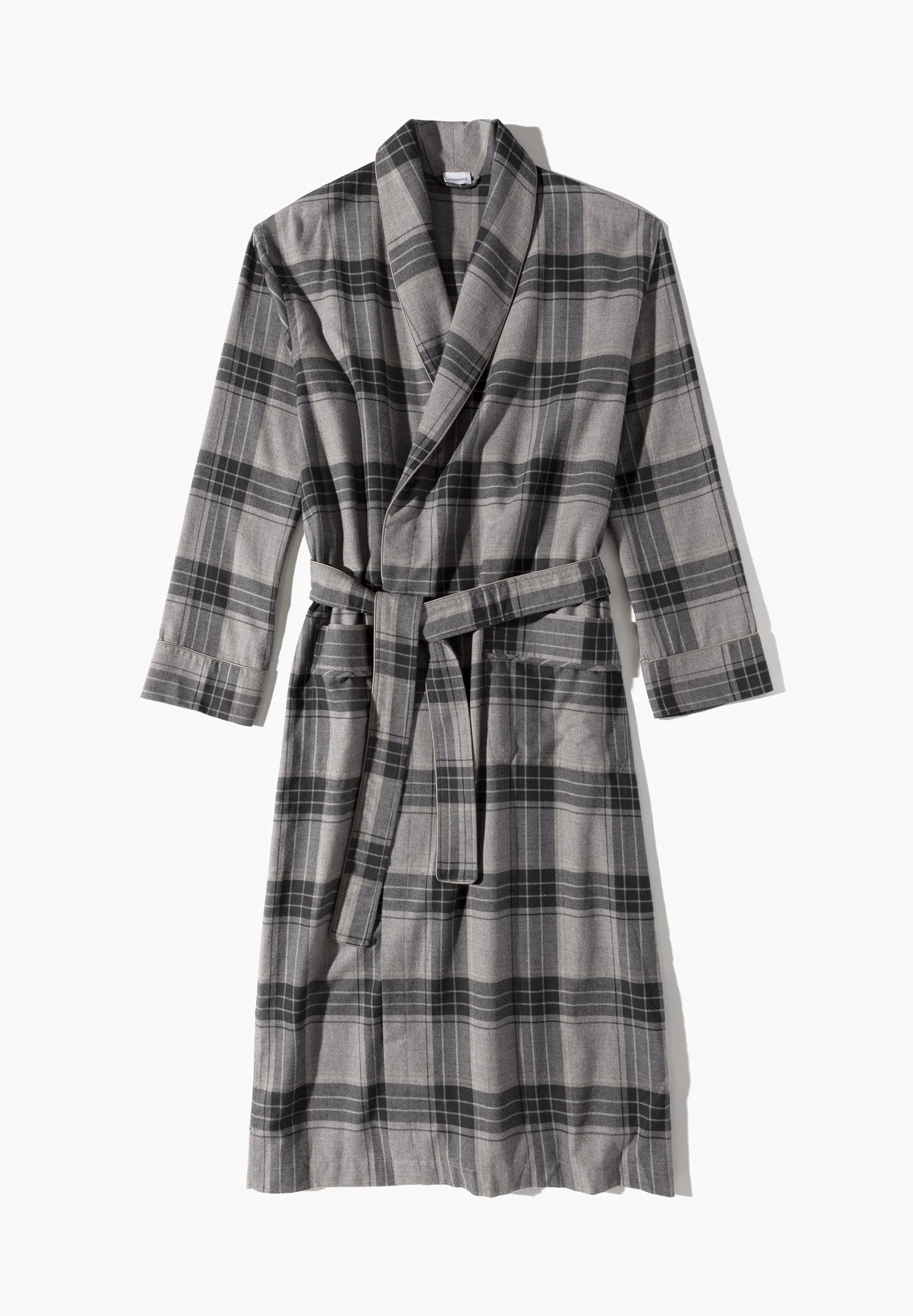 Cozy Flannel | Morgenmantel lang - grey check - Image 5