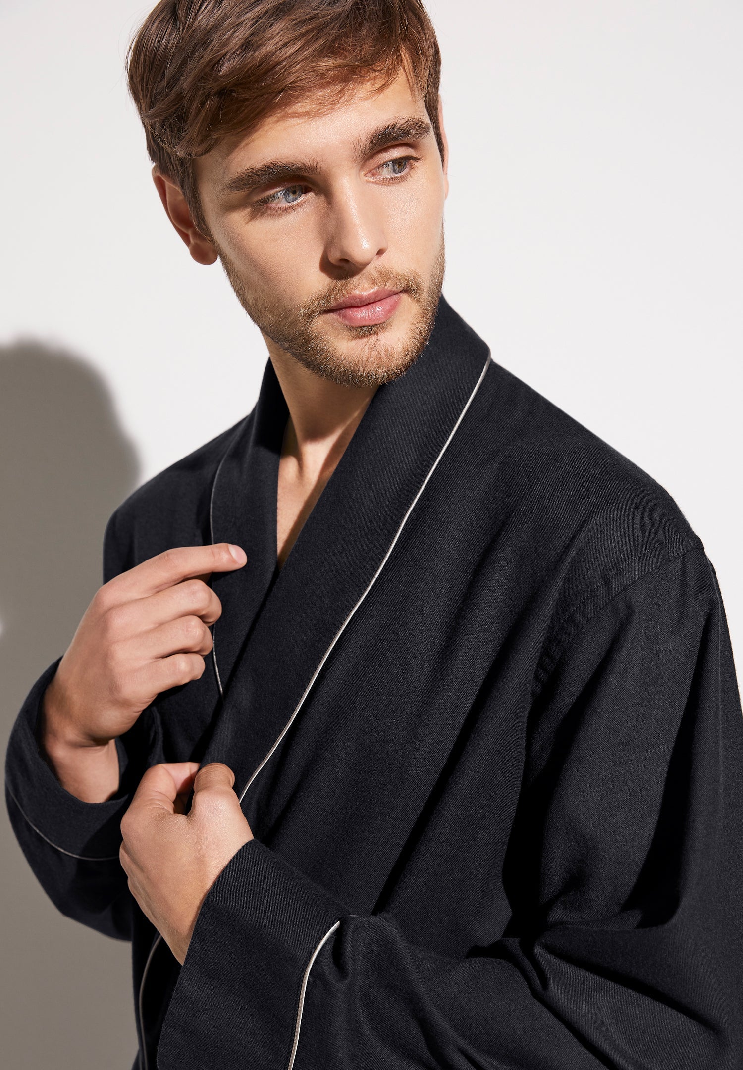Cozy Flannel | Morgenmantel lang - navy - Image 4