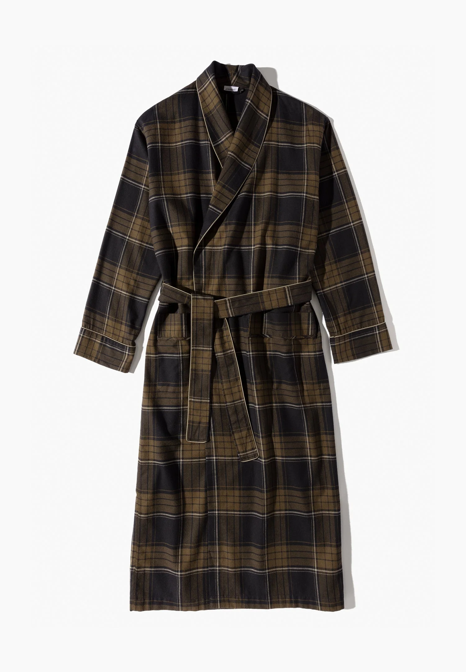 Cozy Flannel | Morgenmantel lang - navy check - Image 5