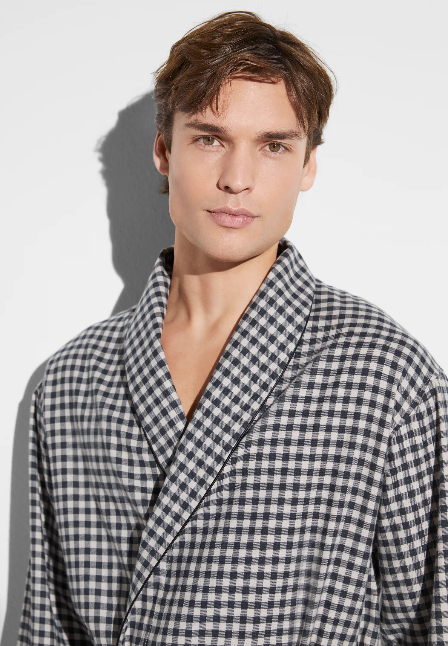 Cozy Flannel | Morgenmantel lang - oat check - Image 4