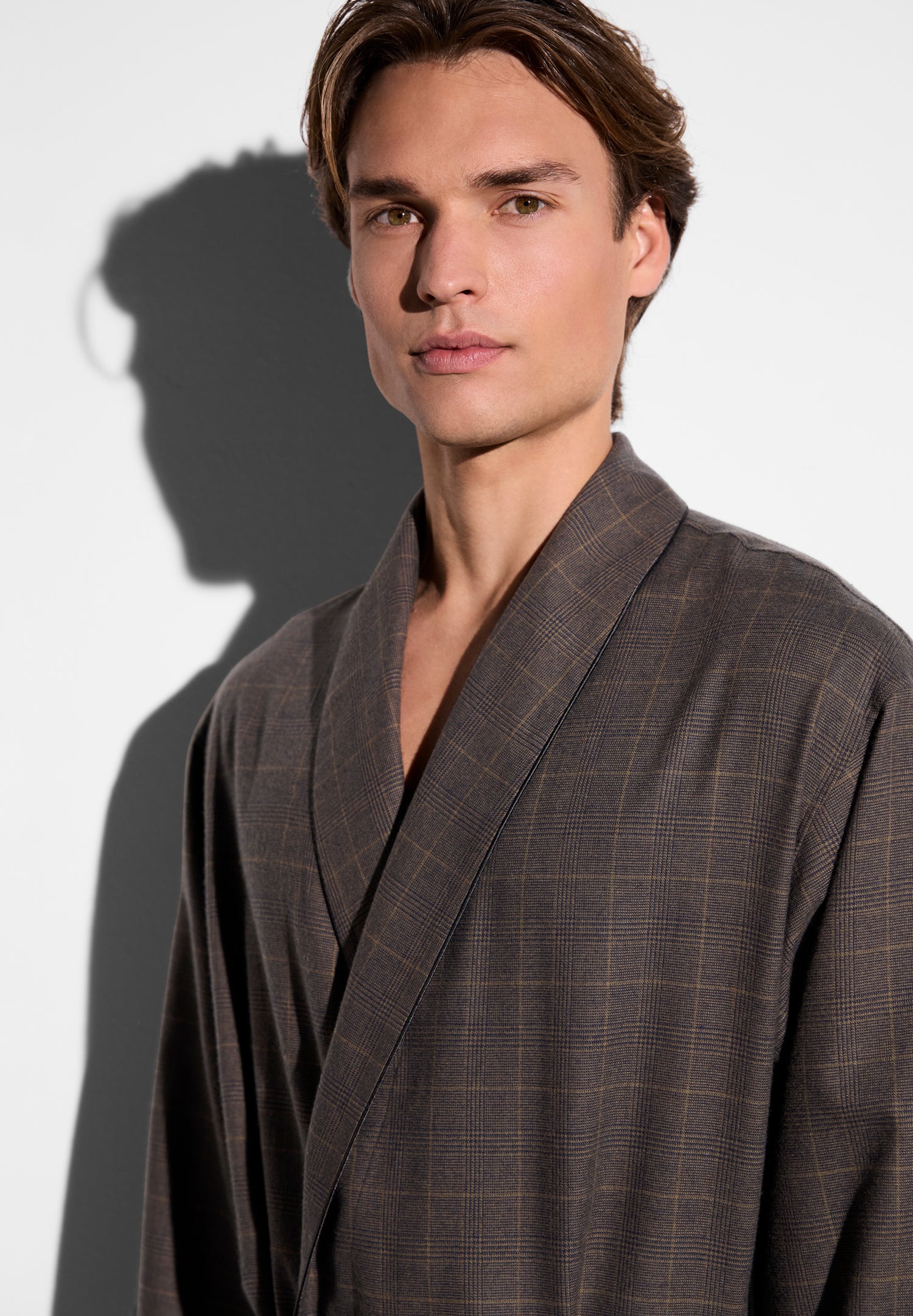 Cozy Flannel | Morgenmantel lang - olive check - Image 4