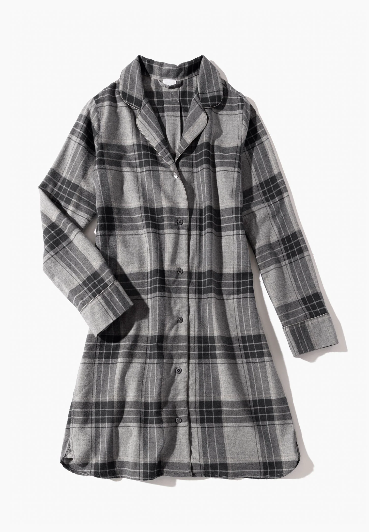 Cozy Flannel | Sleepshirt langarm - grey check - Image 5