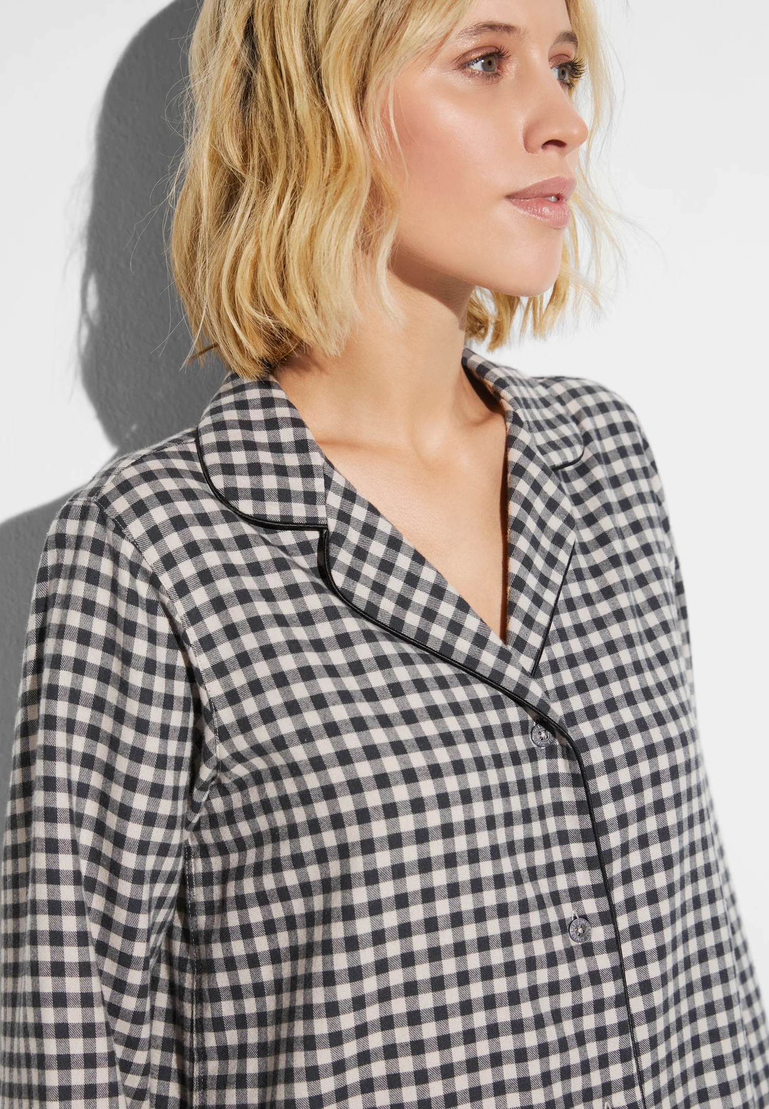 Cozy Flannel | Sleepshirt langarm - oat check - Image 3
