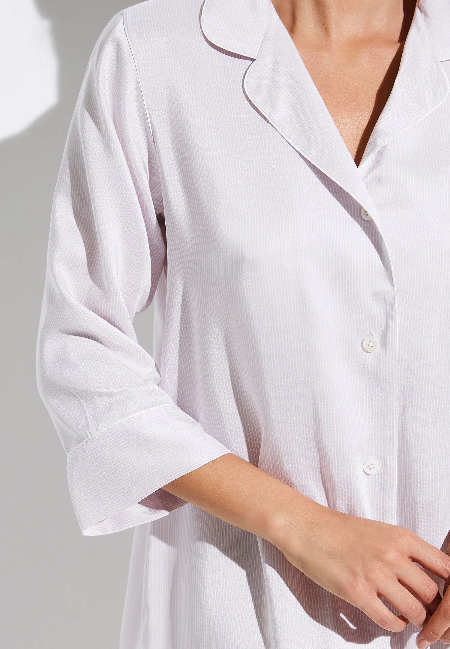 Feminine Stripes | Sleepshirt 3/4-Ärmel - lilac stripes - Image 6
