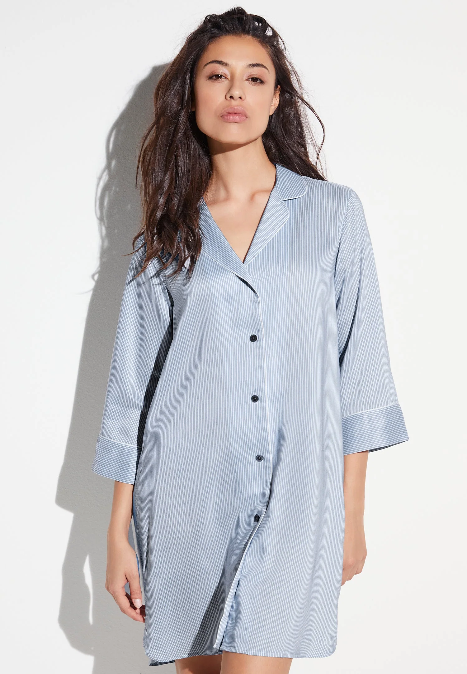 Feminine Stripes | Sleepshirt 3/4-Ärmel - sky stripes
