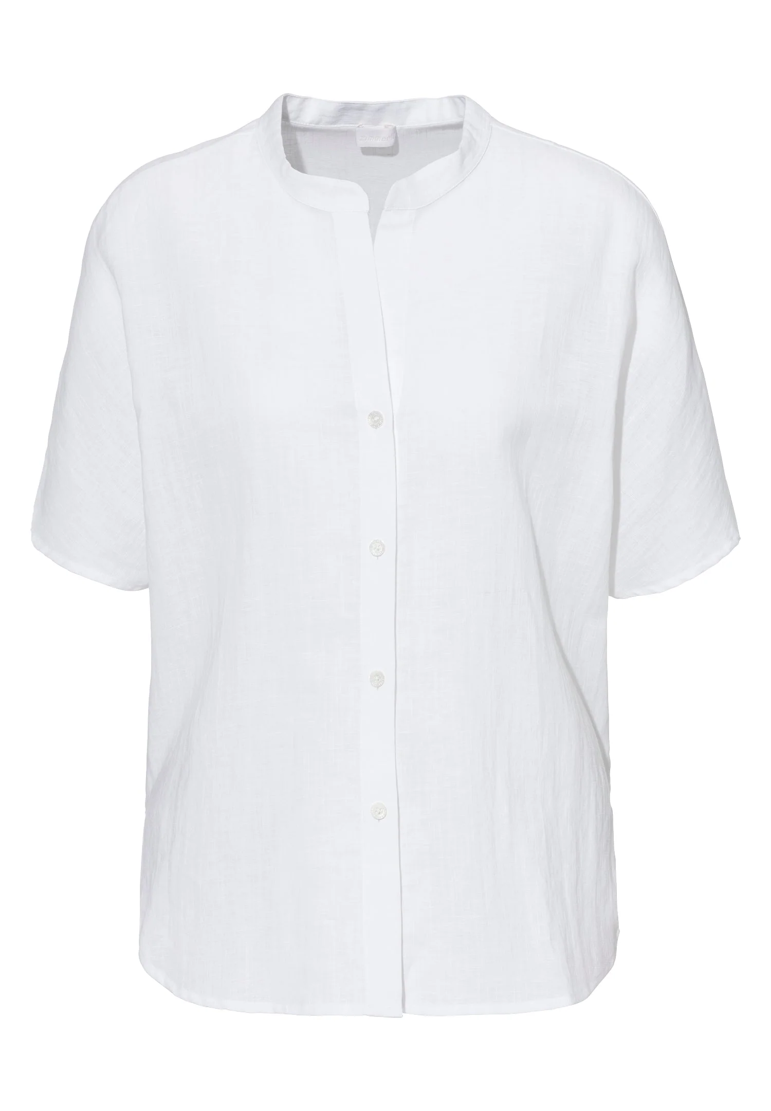 Linen Blend | Durchgeknöpftes Shirt kurzarm - weiss - Image 2