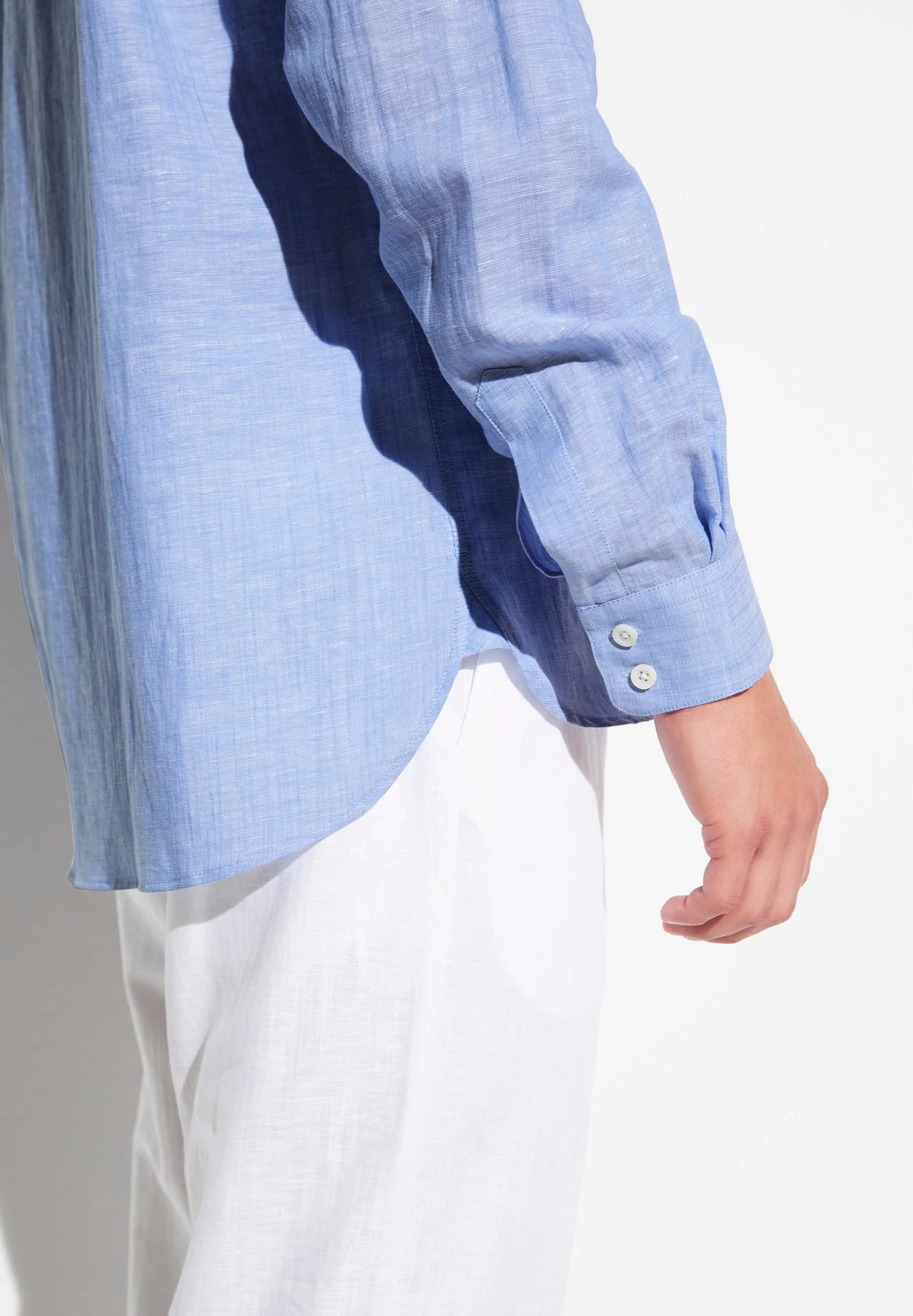 Linen Blend | Durchgeknöpftes Hemd langarm - sky blue - Image 4