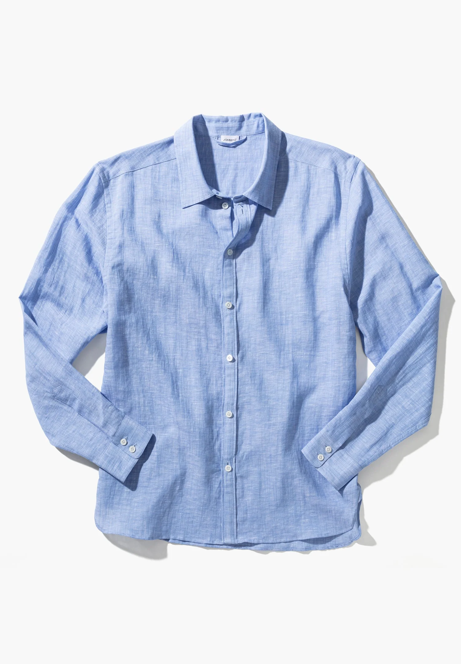 Linen Blend | Durchgeknöpftes Hemd langarm - sky blue - Image 5