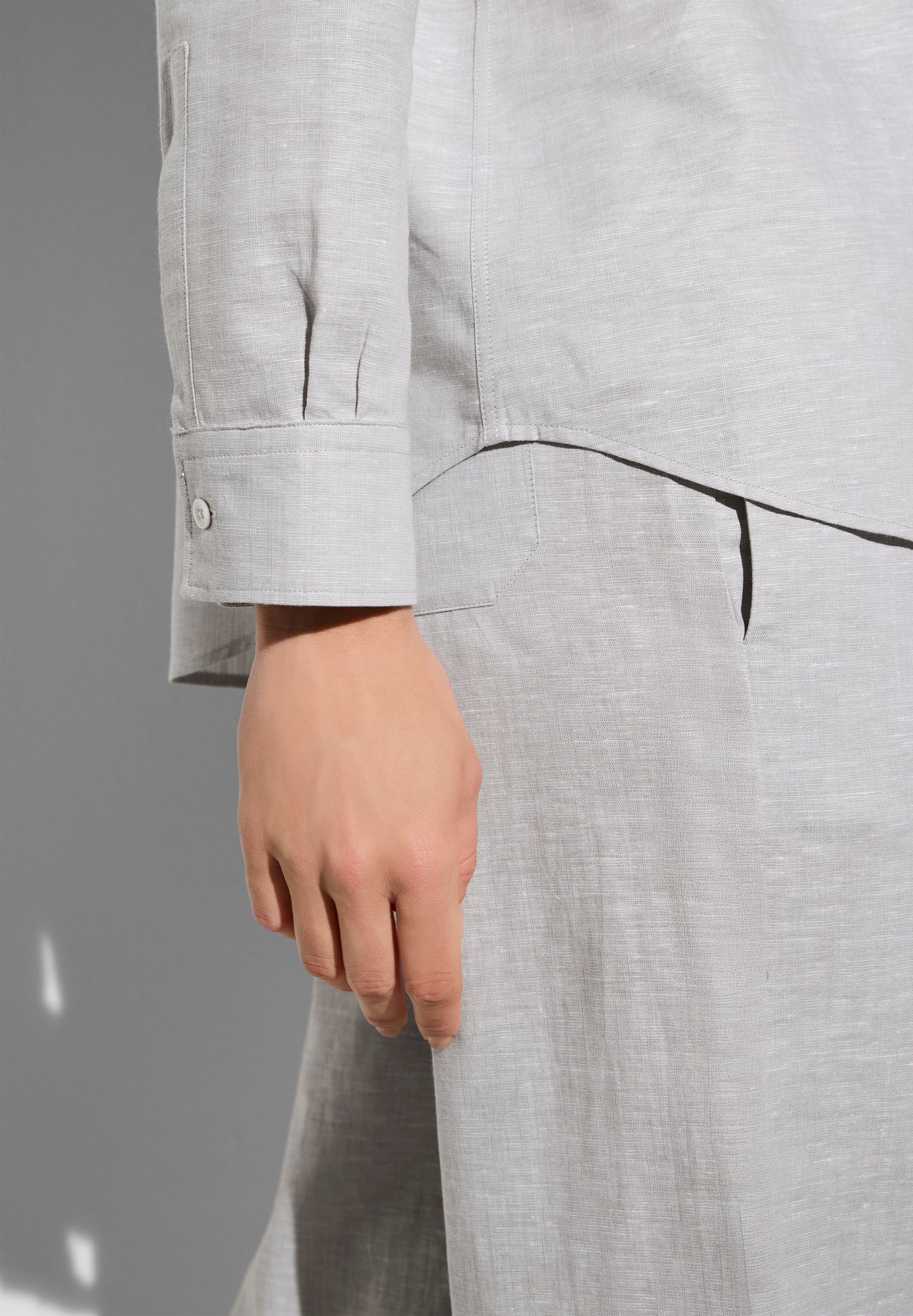 Linen Blend | Durchgeknöpftes Hemd langarm - stone - Image 4