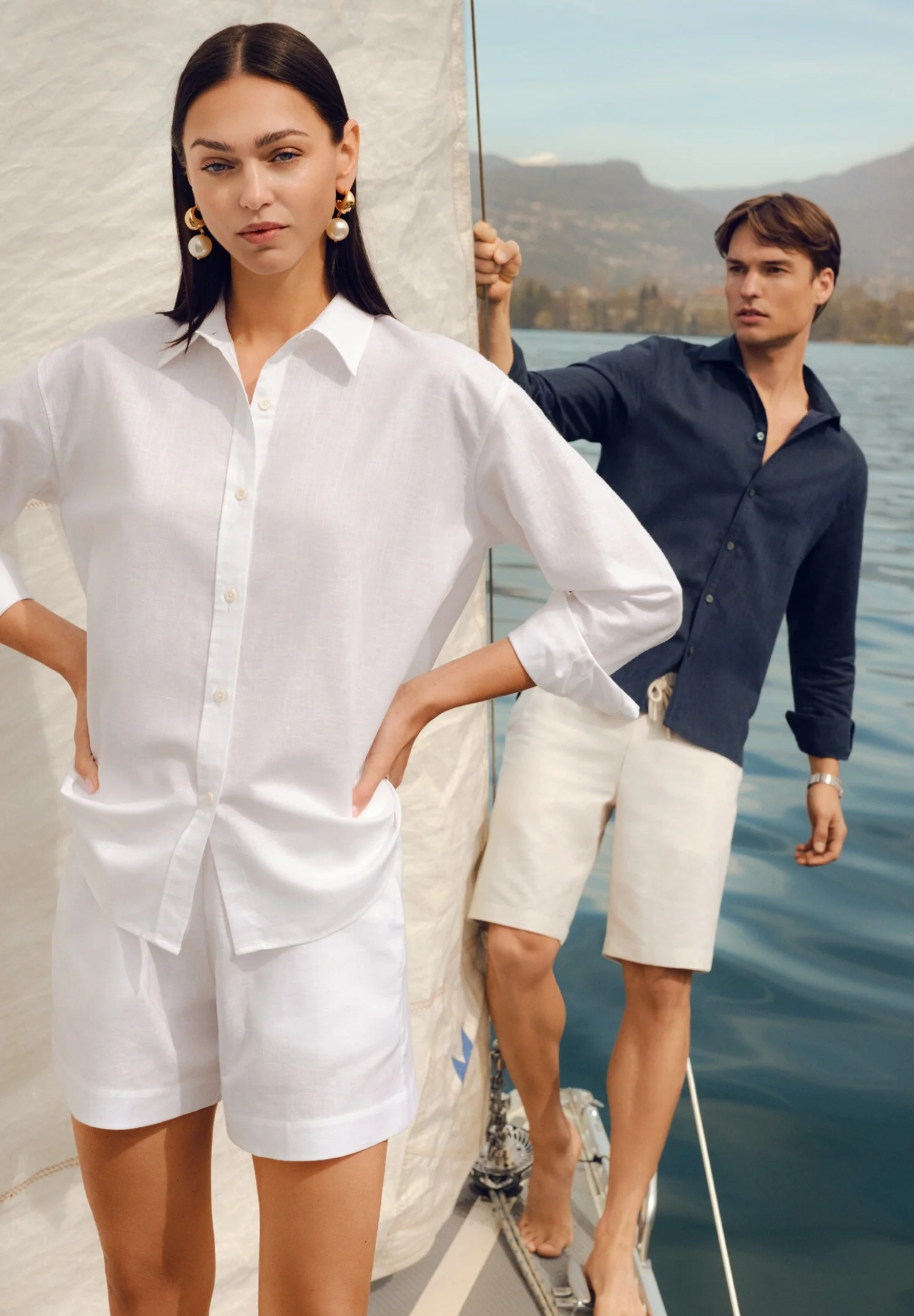 Linen Blend | Durchgeknöpftes Hemd langarm - weiss - Image 3