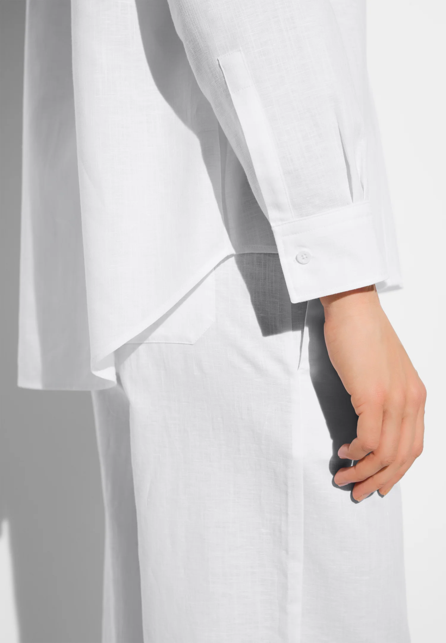 Linen Blend | Durchgeknöpftes Hemd langarm - weiss - Image 5