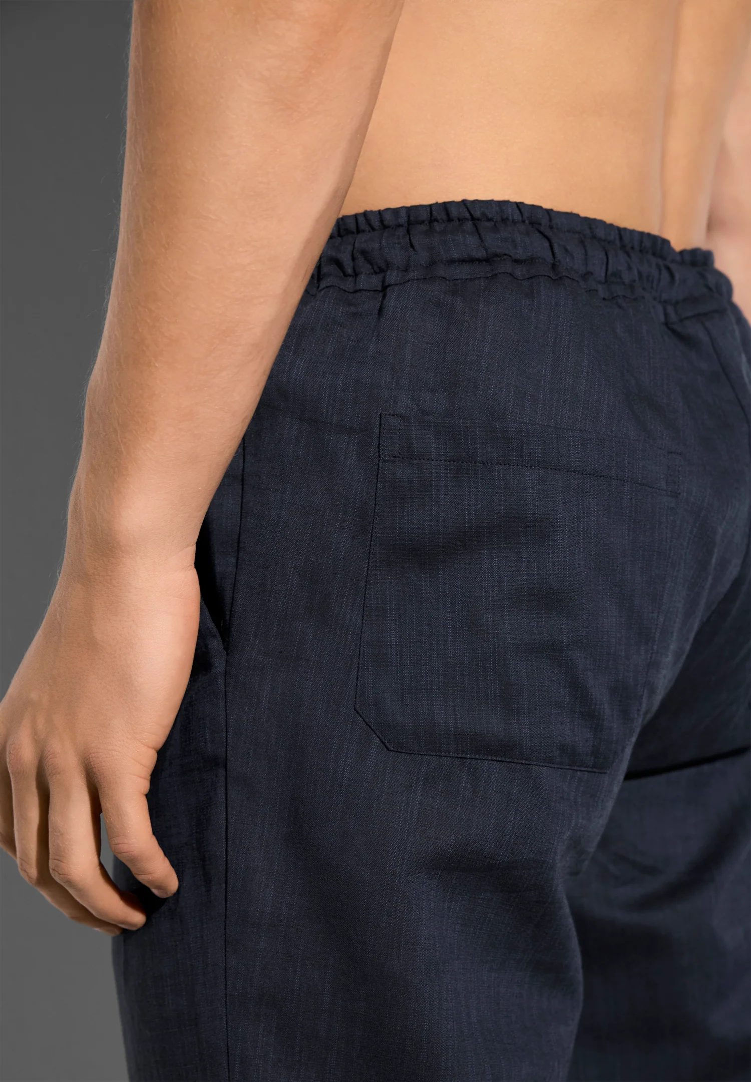 Linen Blend | Hose lang - navy - Image 3