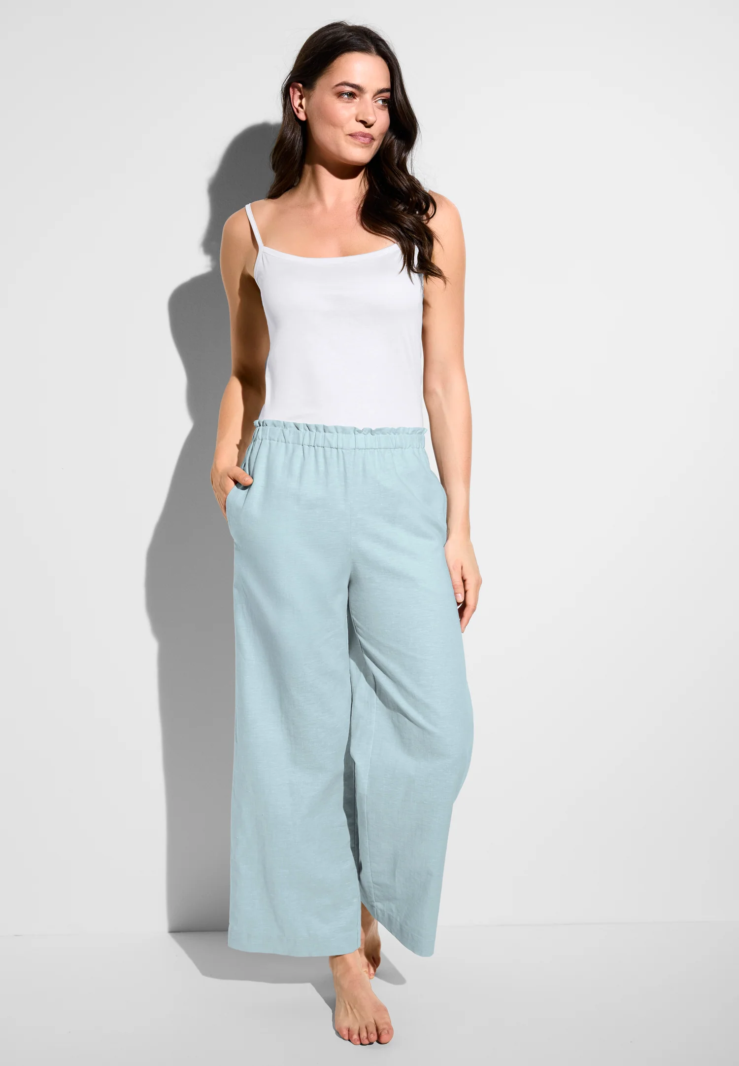 Linen Blend | Hose lang - sea blue - Image 3