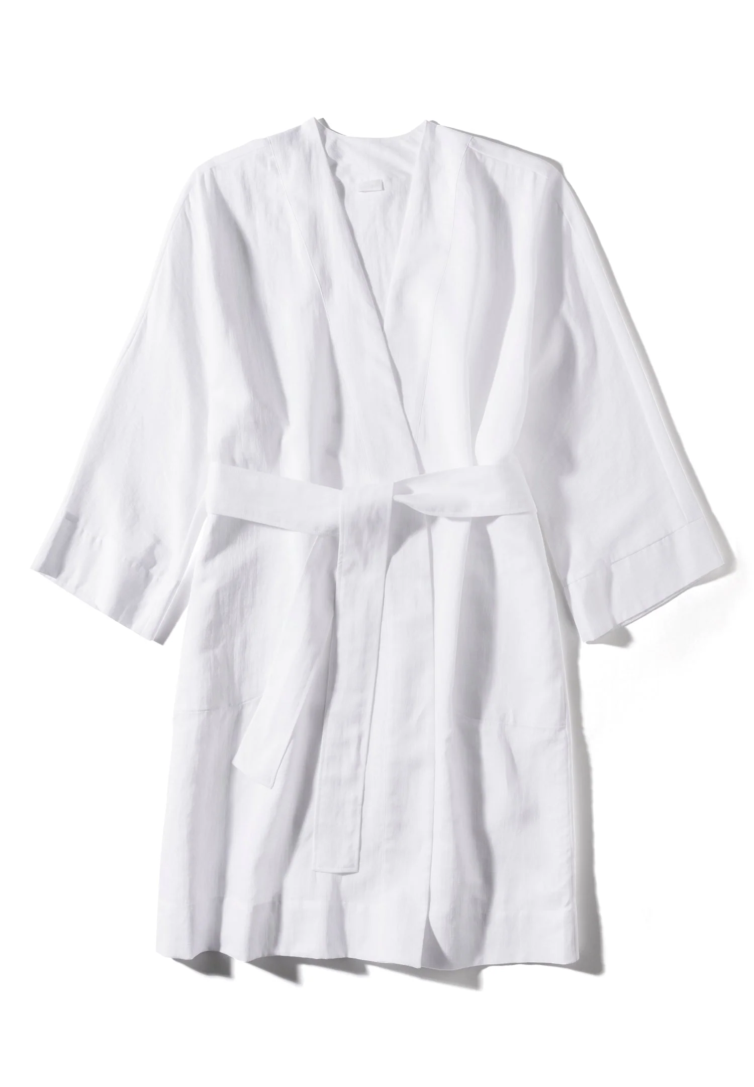 Linen Blend | Morgenmantel kurz - weiss - Image 6