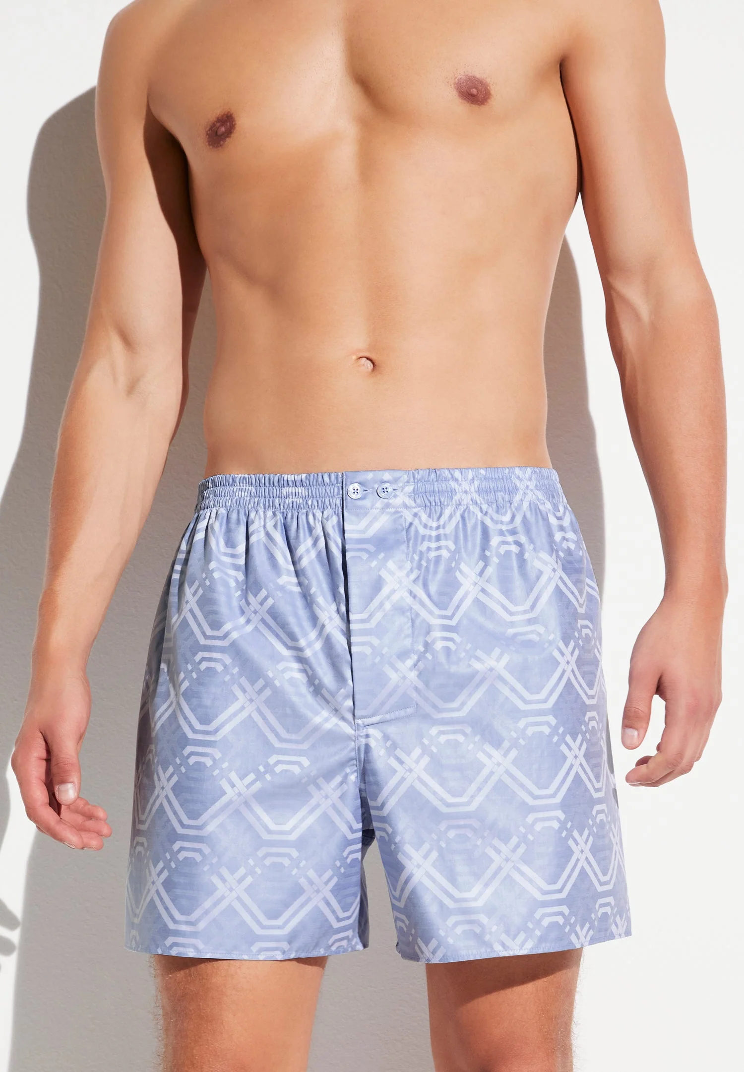 Luxury Jacquard | Boxer Shorts - geo medium blue