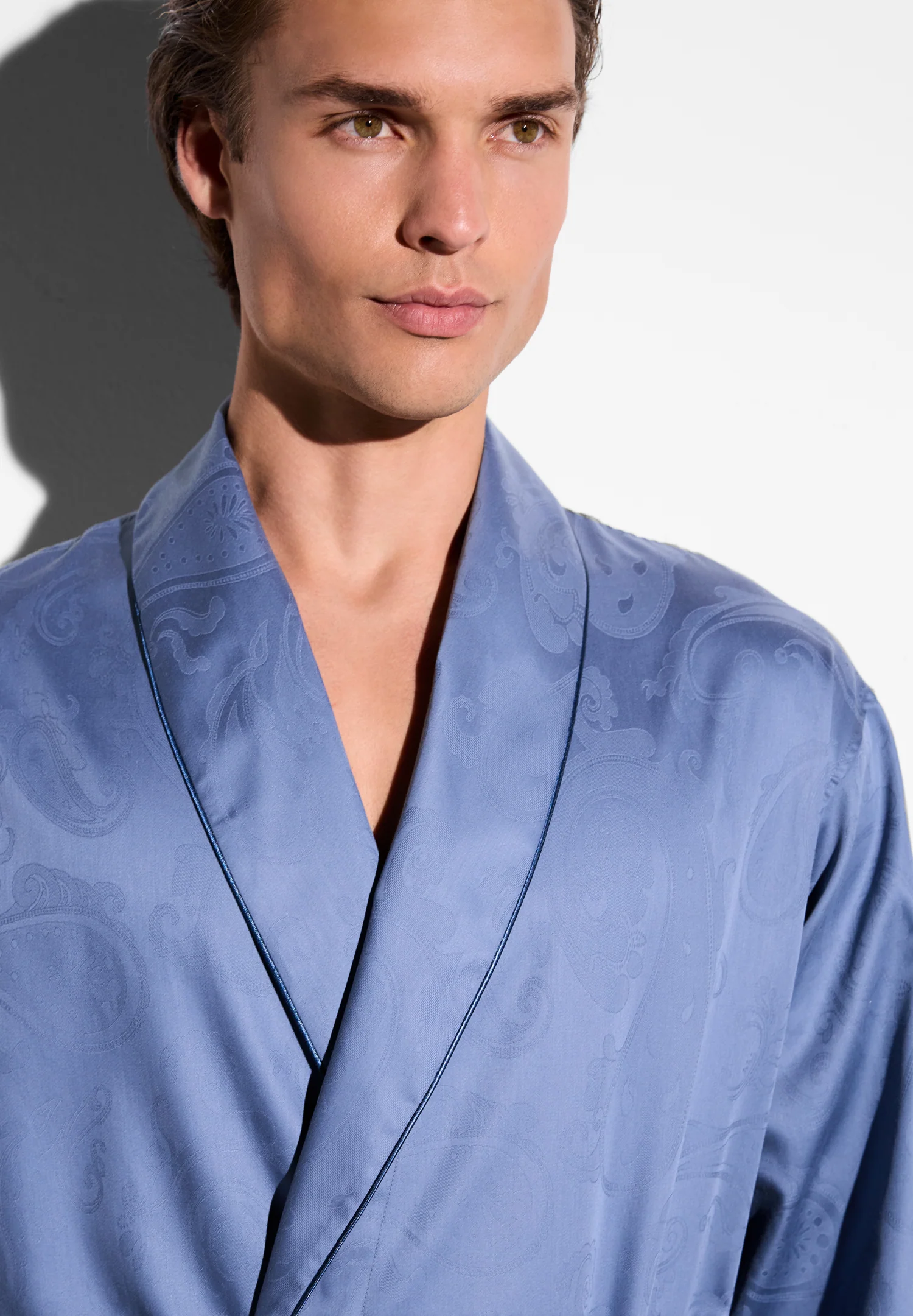 Luxury Jacquard | Morgenmantel lang - blue - Image 3