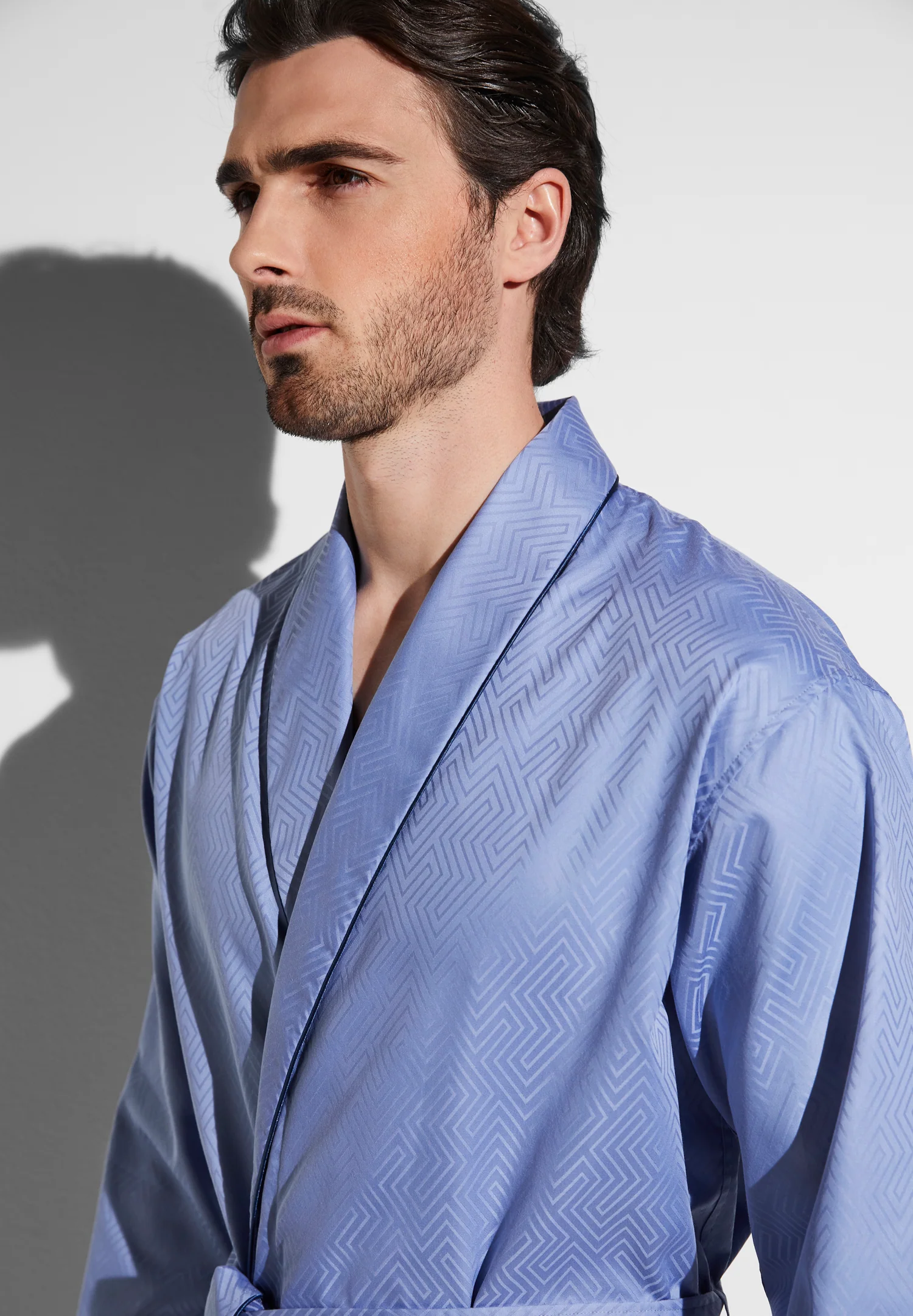 Luxury Jacquard | Morgenmantel lang - blue - Image 3