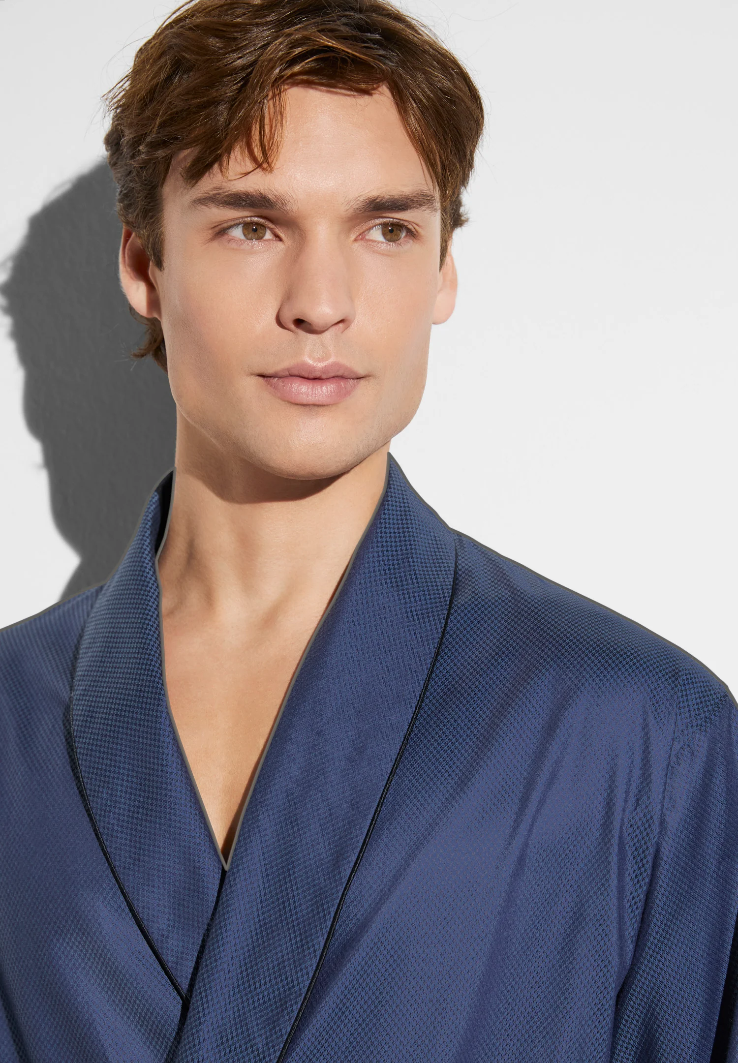 Luxury Jacquard | Morgenmantel lang - dark blue - Image 3