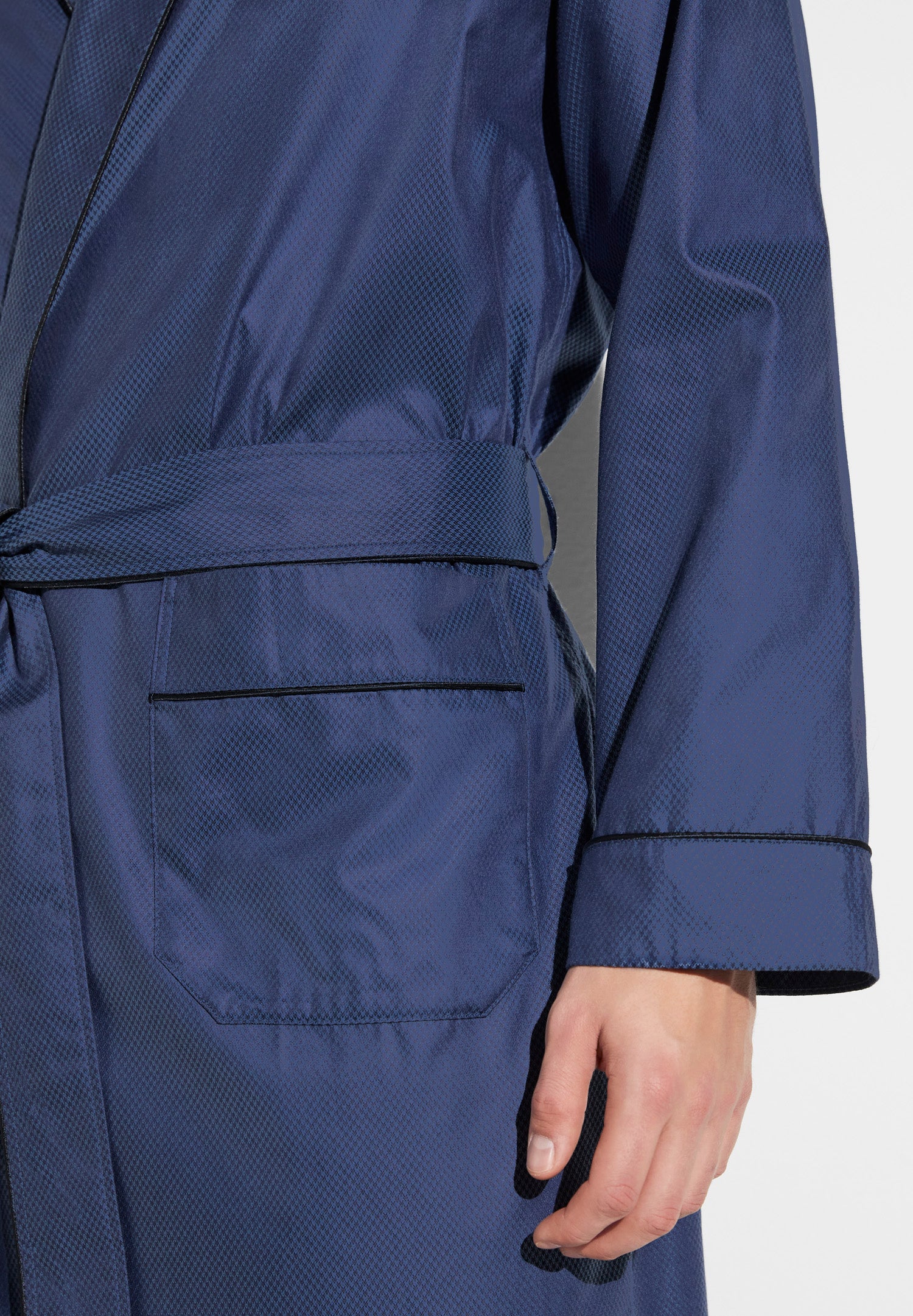 Luxury Jacquard | Morgenmantel lang - dark blue - Image 4